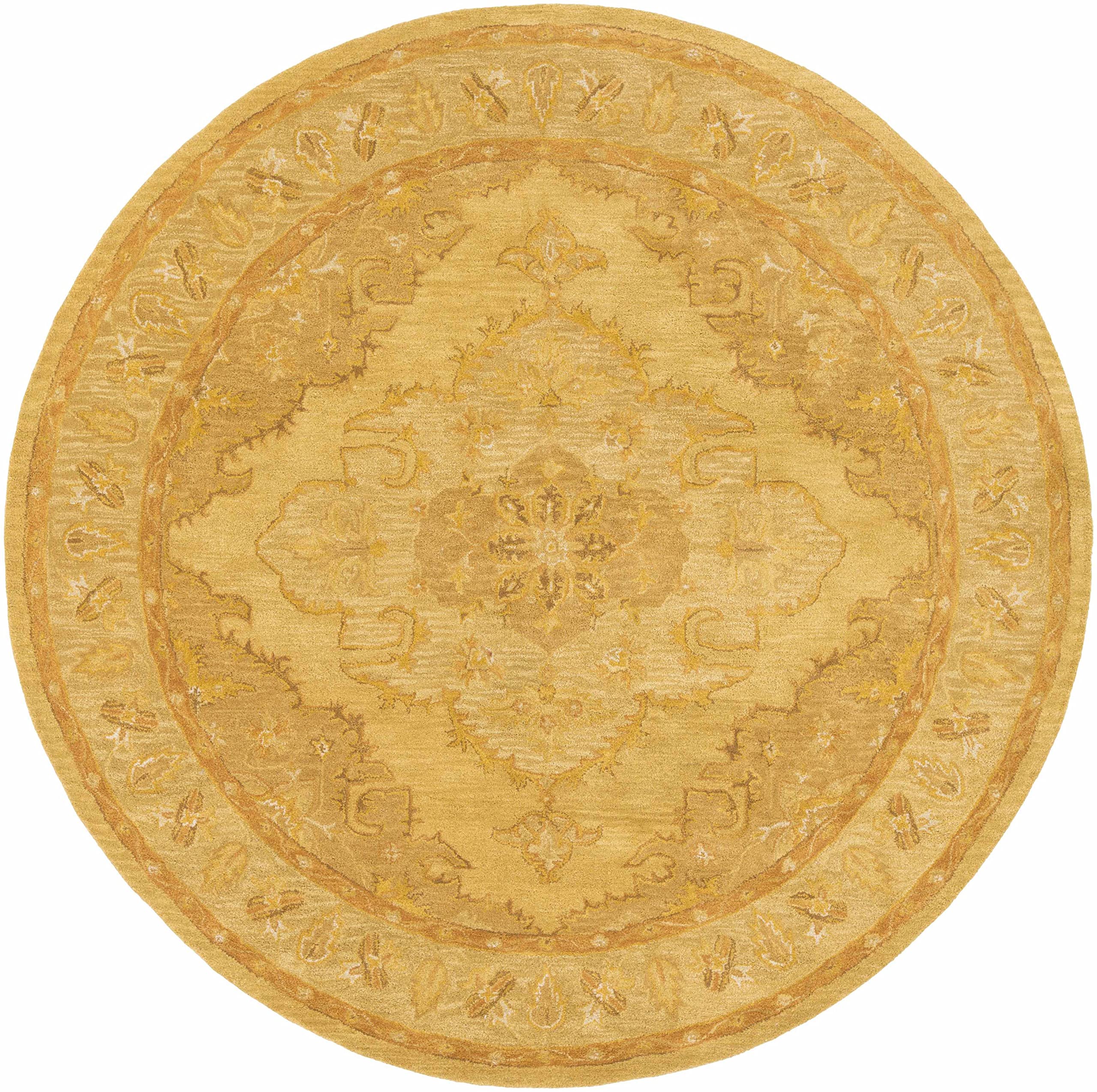 Hauteloom Kapowsin Wool Area Rug for Living Room & Bedroom - Updated Traditional Design in Brown & Red - 8' Round - Soft & Durable Floor Covering for Home Decor