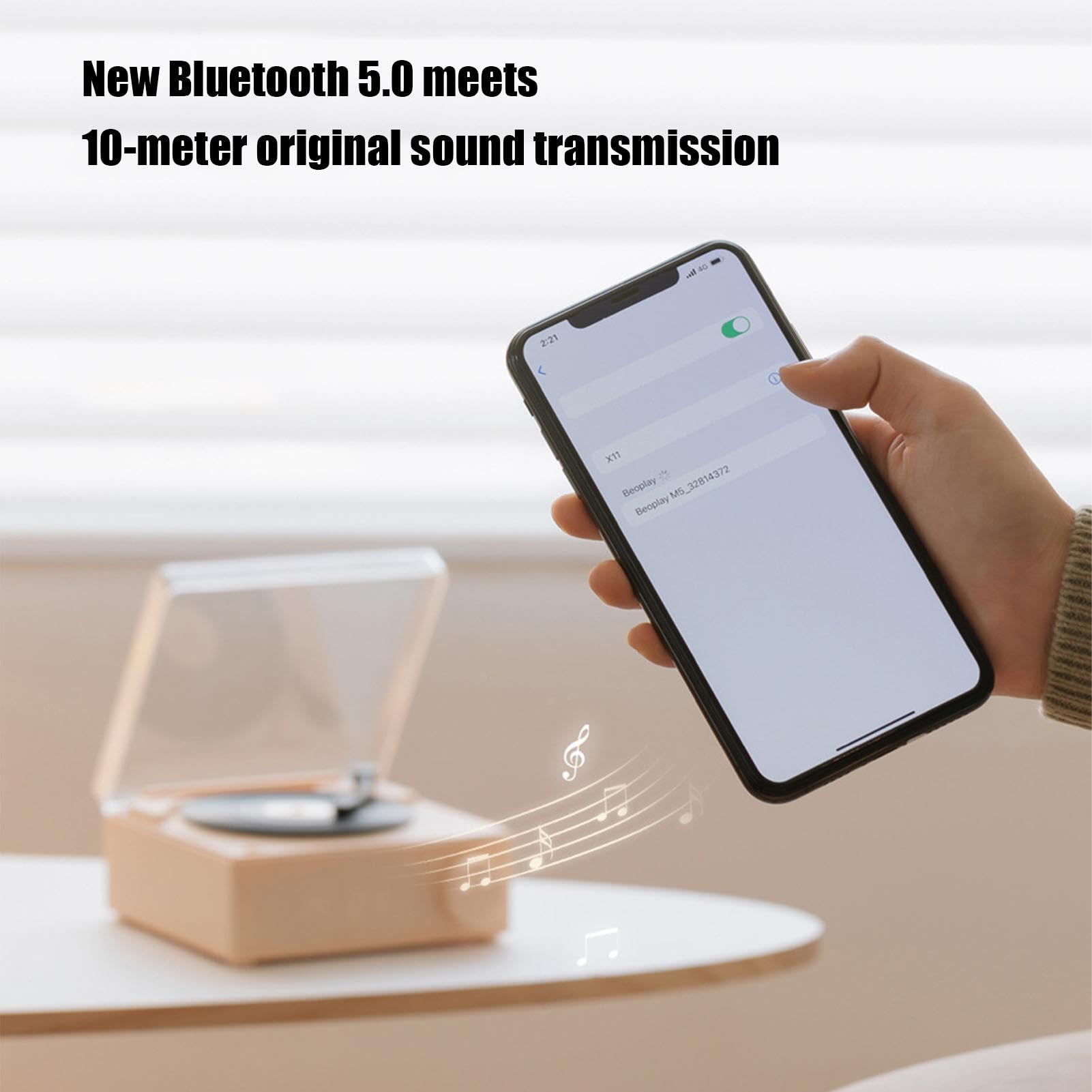 Wireless Turntable with Built-in Speakers, Bluetooth Record Player with Alarm Clock - Portable Vinyl Player for Parties, Bedroom, Hiking, Biking, Beach, and Outdoor Adventures
