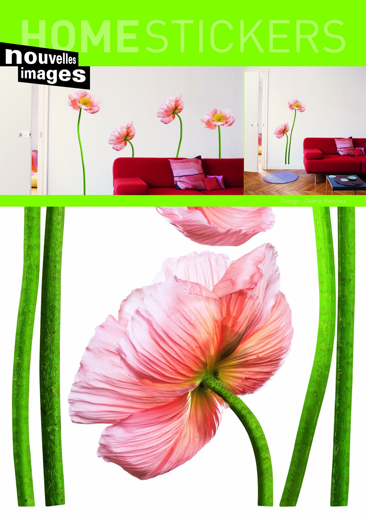 Pink Poppies Wall Decals - Removable Home Decor Stickers for Bedroom, Living Room & Nursery - Floral Vinyl Wall Art for Girls Room & DIY Home Decoration