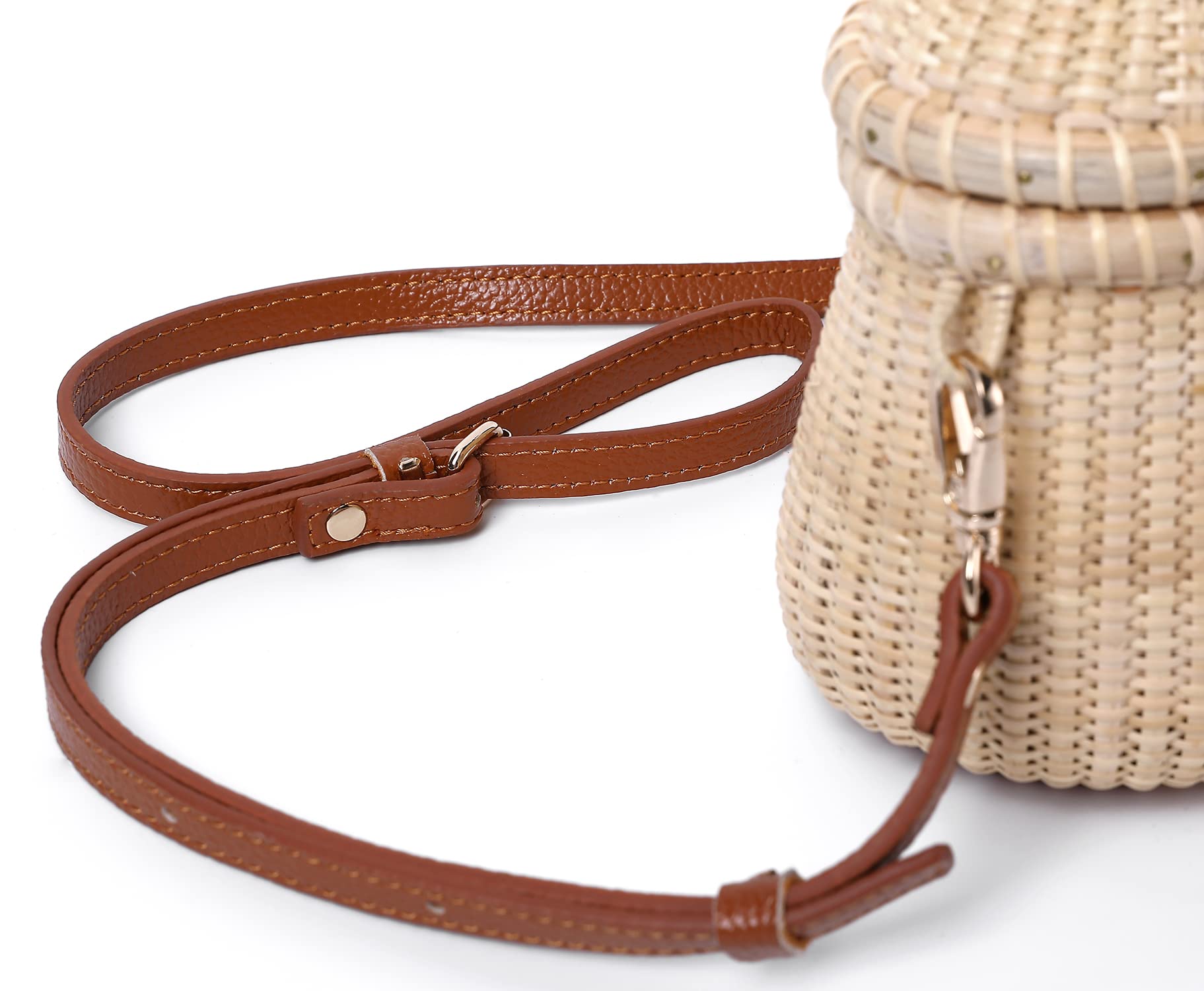 Nantucket Crescent Purse Basket - Handwoven Rattan Crossbody Bag with Leather Straps | Natural & Chic Shoulder Bag for Women | Perfect for Beach, Shopping & Summer Outfits
