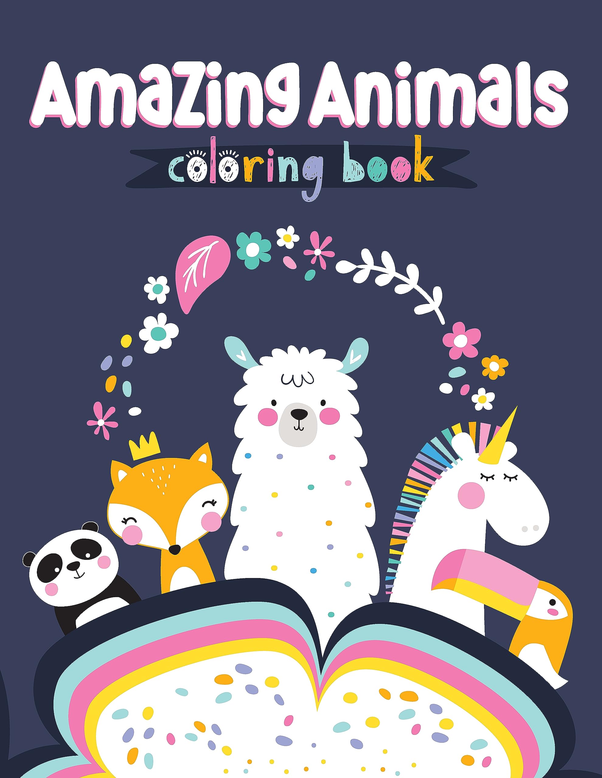 Glittery Soft-Touch Animal Coloring Book for Kids Ages 3-6 - Cute Llamas, Pandas, Toucans & Magical Unicorns | Fun Educational Activity for Preschoolers & Kindergarten | Perfect for Birthday Gifts, Travel Entertainment & Creative Playtime