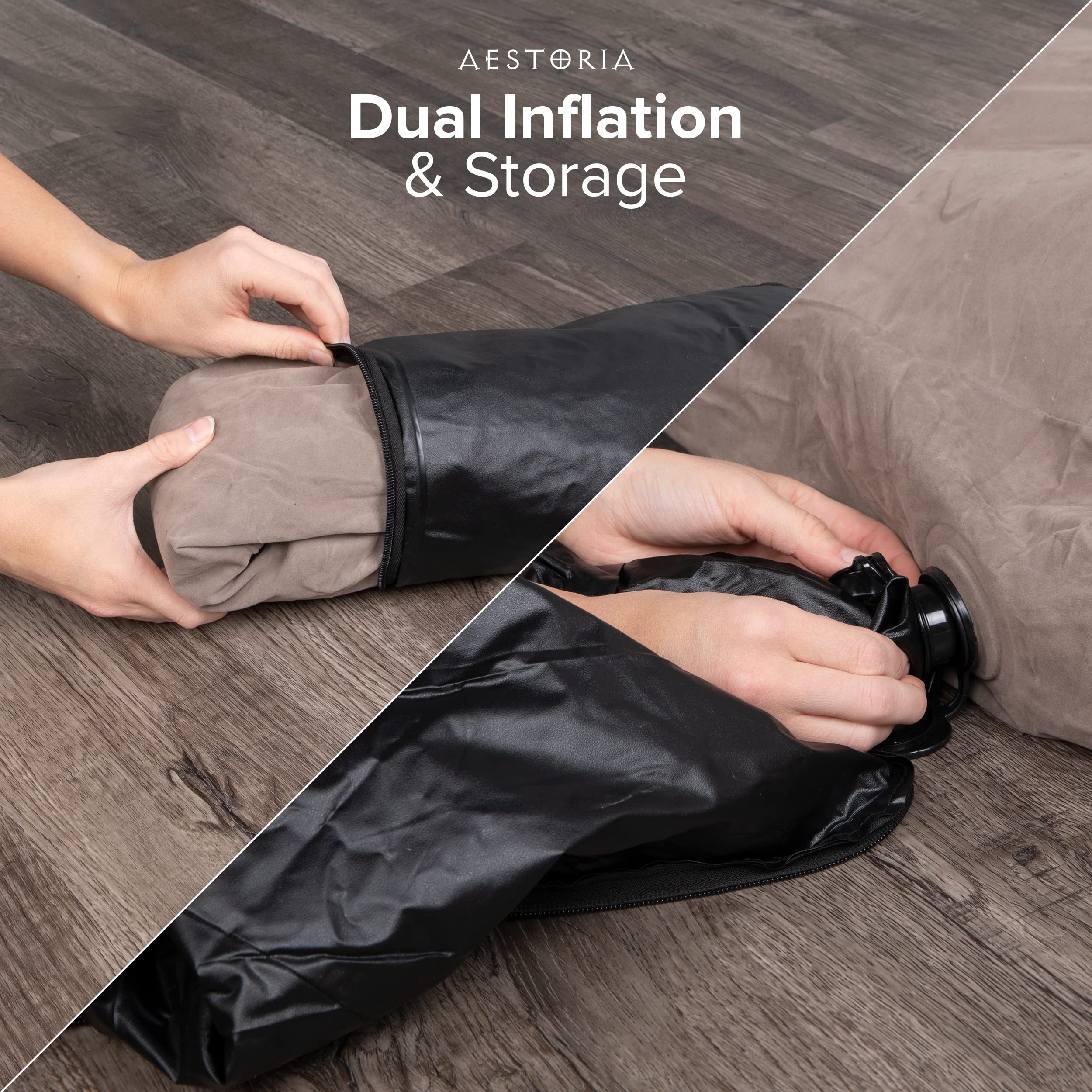 Inflatable Leg Elevation Pillow with Storage Bag - Portable Wedge Pillow for Leg Support, Blood Circulation & Injury Recovery - Breathable Suede Material - Perfect for Post-Surgery, Travel & Home Use