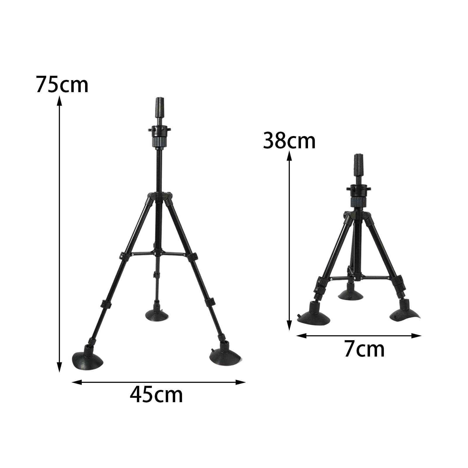 Fonowx Adjustable Wig Head Stand Tripod - 38-75cm Sturdy Mannequin Head with Suction Cup for Hairstyling, Wig Making, Salon Display & Cosmetology Practice