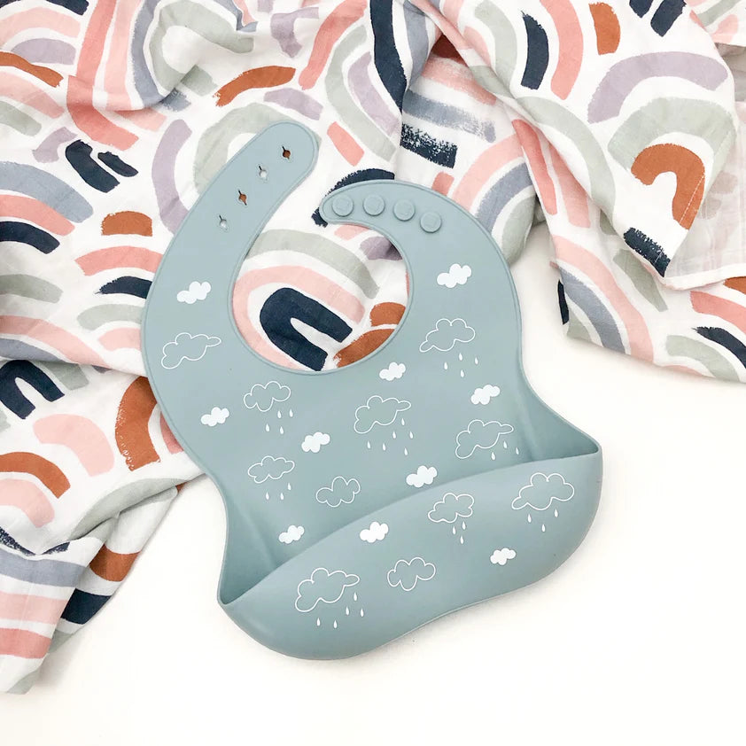 One Chew Three Silicone Catch Bib - Waterproof Baby Feeding Bib with Deep Food Pocket for Mess-Free Meals - Perfect for Infants & Toddlers at Home, Restaurants or Daycare