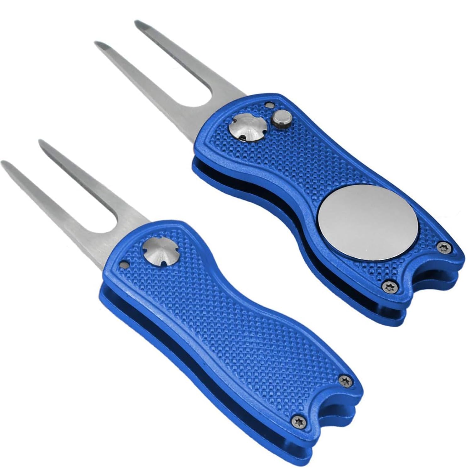 Premium Golf Divot Tool with Magnetic Ball Marker - Multifunctional, Foldable Fork for Repairing Divots & Cleaning Clubs - U-Shaped Base Holds Golf Club Securely | Perfect for Golf Course Maintenance & Practice Sessions