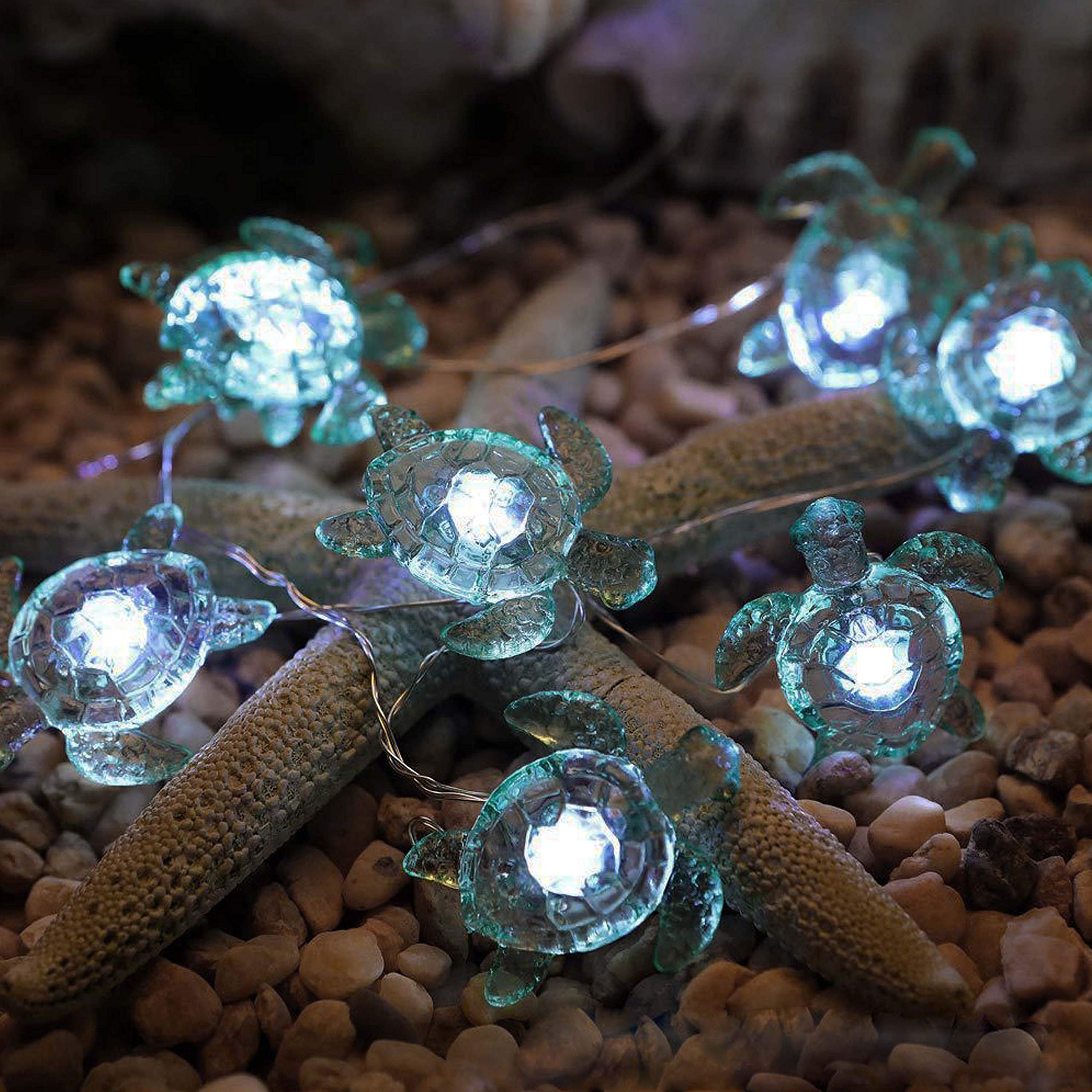 Decorman 14ft 40 LED Sea Turtle String Lights - 8 Lighting Modes, Cool White, Weatherproof, Battery Powered with Remote & Timer - Perfect for Bedroom Decor, Ocean Theme Parties, Wedding Lighting, and Garden Decorations