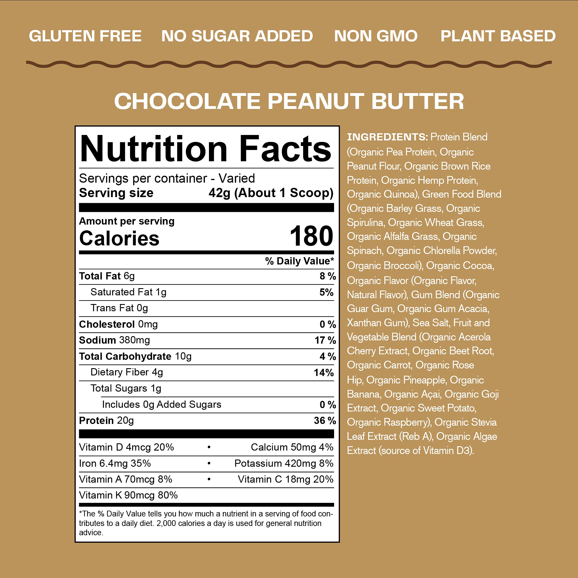 Amazing Grass Organic Plant Protein Powder - Vegan Superfood Blend with Beet Root, Chocolate Peanut Butter Flavor (18 Servings) | Post-Workout Recovery & Daily Nutrition Shake for Active Lifestyles
