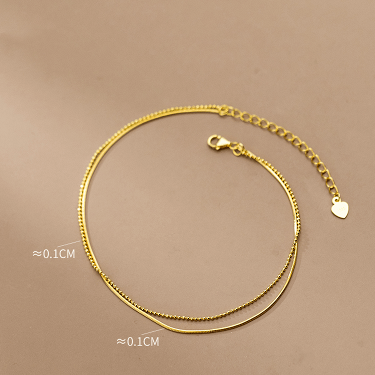 14K Gold Plated Sterling Silver Anklet for Women - Elegant Ankle Bracelet for Everyday Wear & Special Occasions