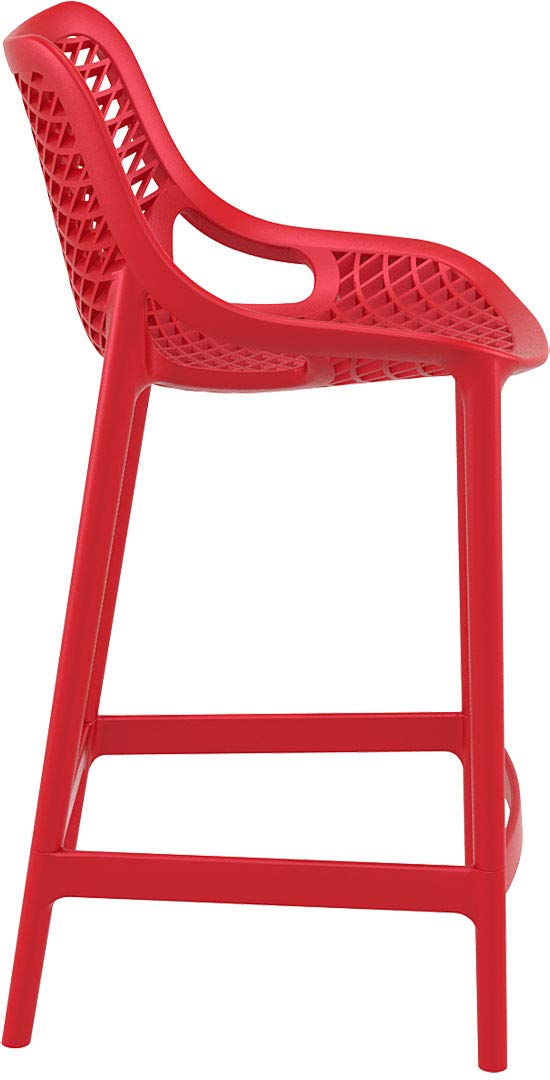 Red Compamia Air Patio Counter Stool Set of 2 - Modern Outdoor Bar Stools for Patio, Deck, Poolside & Backyard - Weather-Resistant & Comfortable Seating