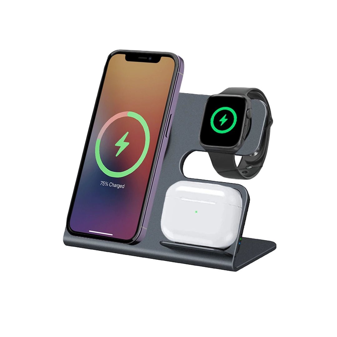 MagStorm 3-in-1 Magnetic Wireless Charger for iPhone 14/13/12, Apple Watch & AirPods - Fast Charging Stand for Home, Office & Travel