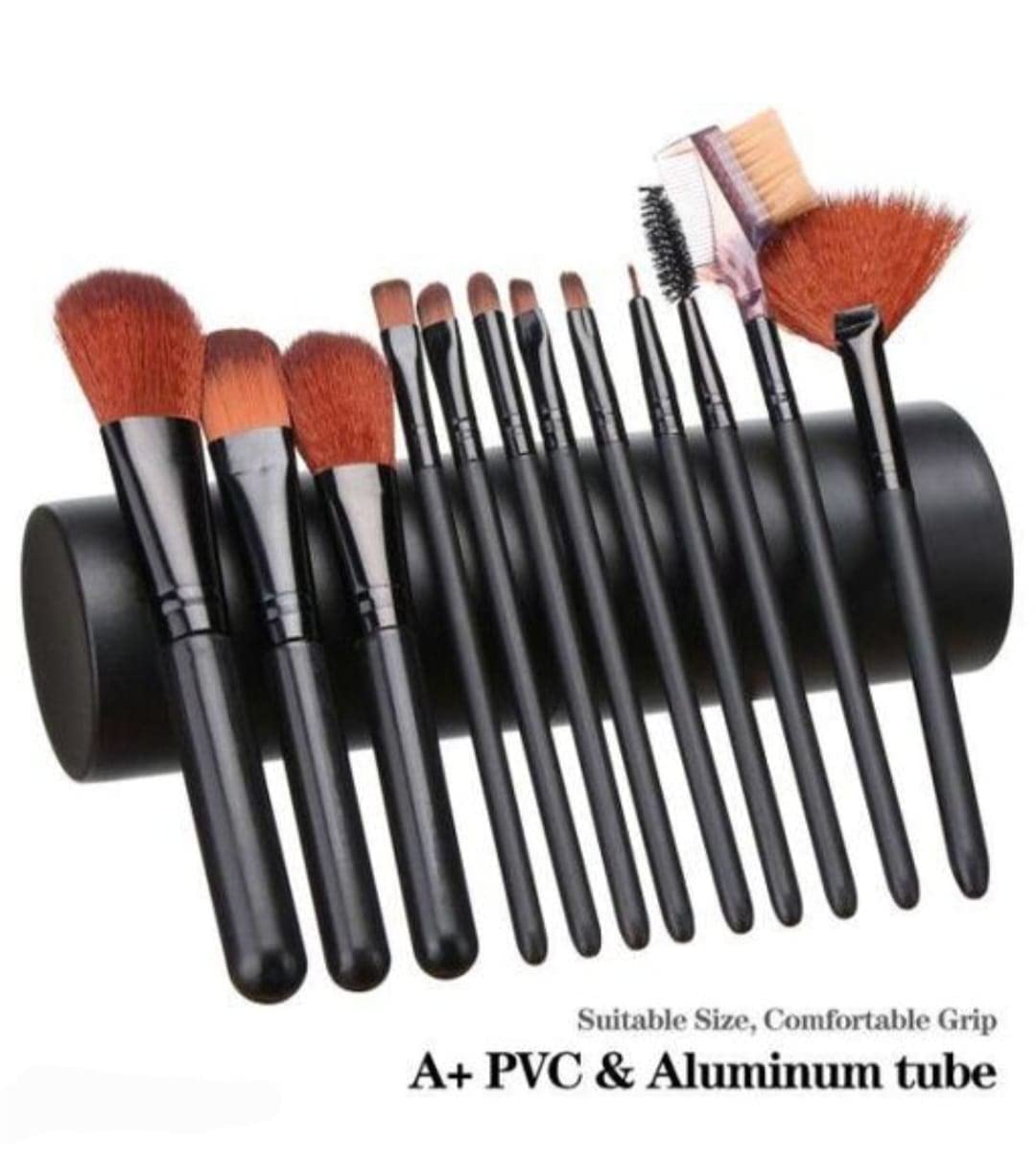 AIR BEAUTY 12-Piece Professional Makeup Brush Set - Foundation, Eyeshadow, Eyebrow, Eyeliner, Blush, Powder, Concealer & Contour Brushes - Perfect for Everyday Makeup, Travel & Professional Use