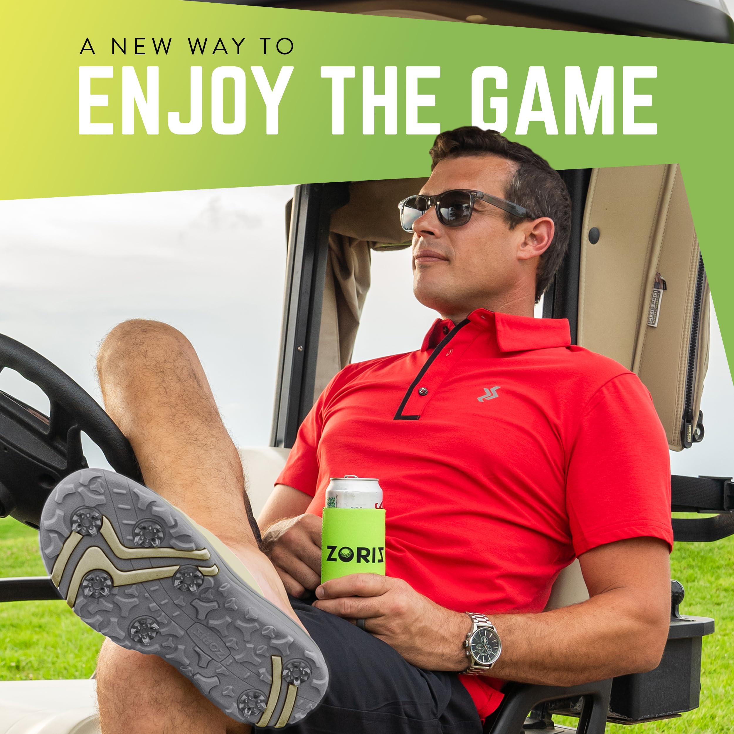 ZORIZ Men's & Women's Golf Slides with Removable Spikes - Comfortable Sports Sandals with Deep Heel Cup & High Sidewalls - Perfect for Golf Course, Driving Range & Casual Wear