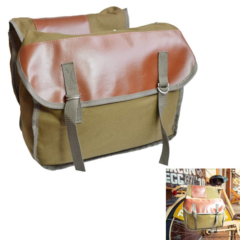 YAOBAO Water-Resistant Bike Rack Sack - Durable Canvas Bicycle Pannier Bag, Large Capacity Rear Seat Cargo Trunk for Cycling | Perfect for Commuting, Touring & Outdoor Adventures (Khaki)