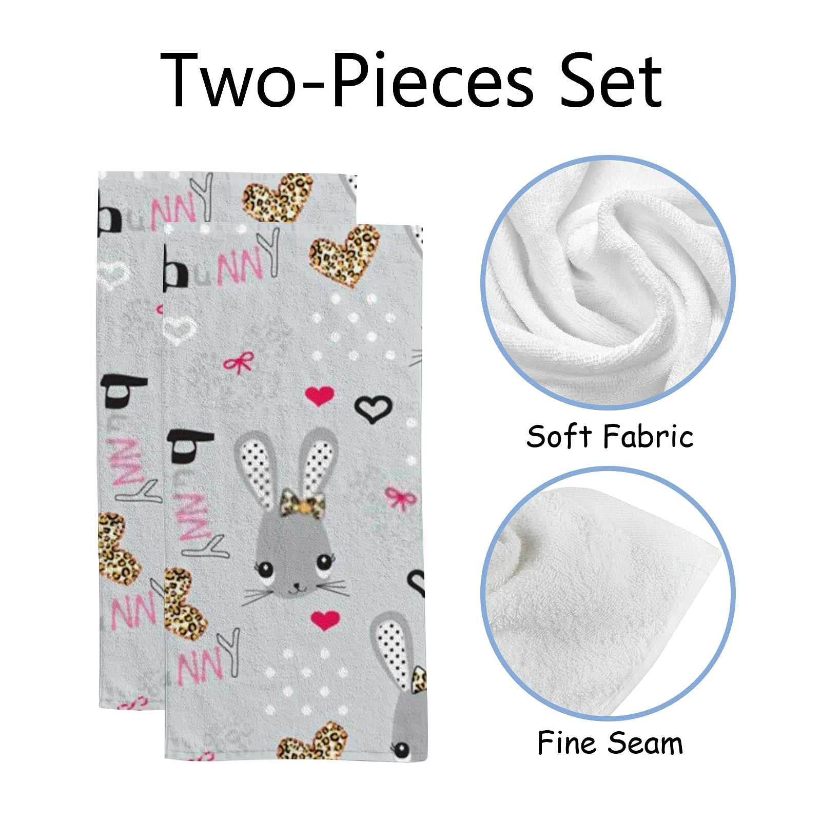Soft Absorbent Cartoon Bunny Kids Microfiber Towel Set - 2 Pack 15