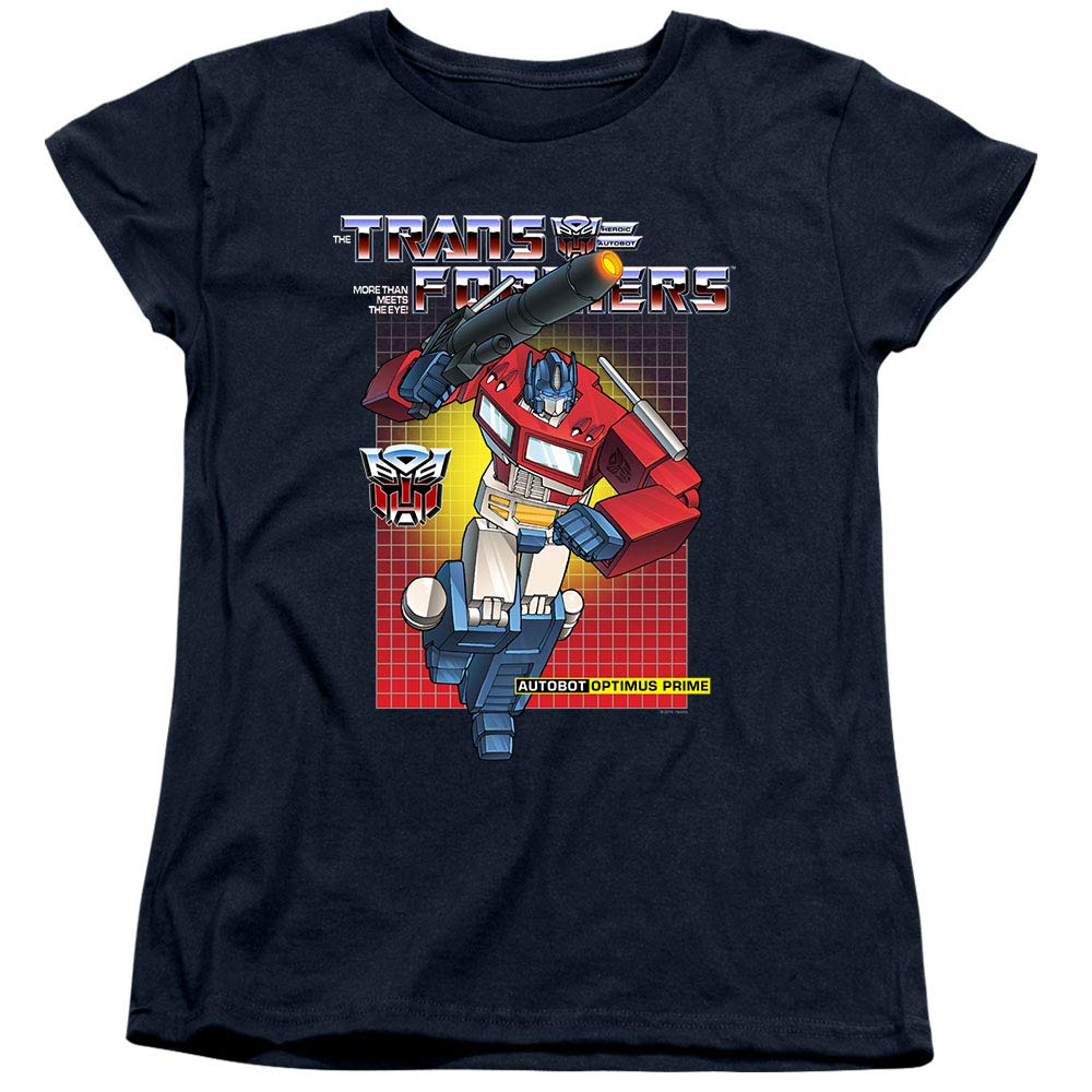 PopFunk Classic Transformers Optimus Prime Women's Cotton T-Shirt - Premium Short Sleeve Graphic Tee with Free Stickers (Medium) - Perfect for Cosplay, Comic Con & Everyday Wear