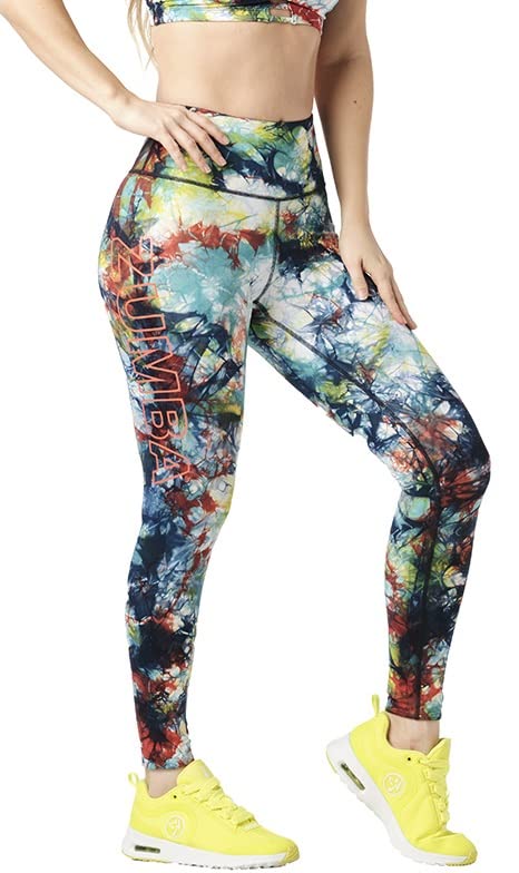 Zumba Women's High-Waisted Yoga Pants - Tie Dye Workout Leggings for Dance, Gym & Running - Comfortable Ankle-Length Fitness Tights for Women