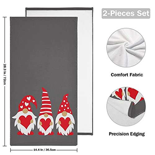 2 Pack Mothers Day Gnomes Bath Hand Towels - Soft 15x24 Inch Grey Kitchen Dish Towel Set for Bathroom, Guest, Spa, Gym & Beach - Decorative Multipurpose Fingertip Towel & Washcloth for Home, Travel & Sports Activities