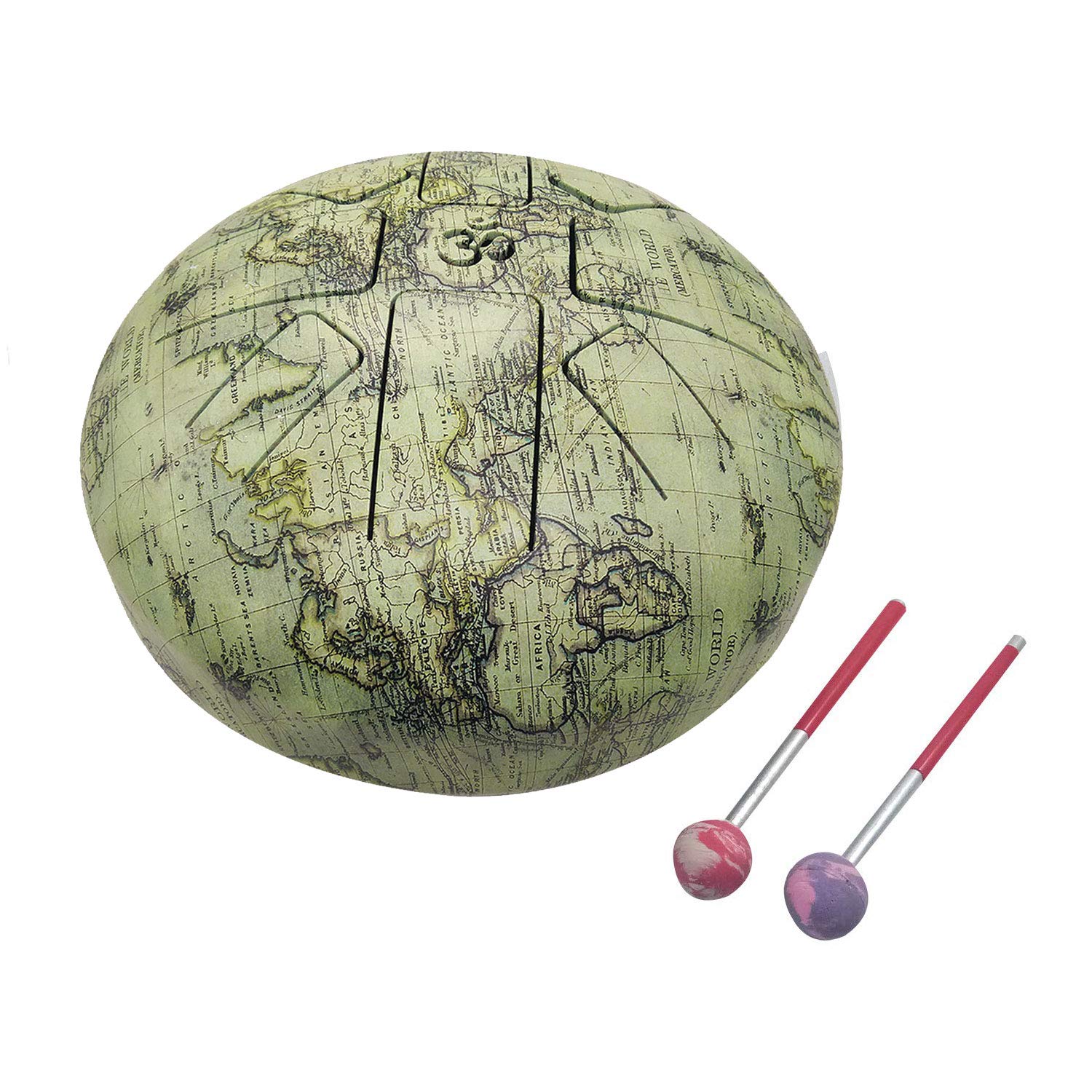 OM Tongue Drum 9 Inch - Steel Tank Drum Handpan Percussion Instrument with Carry Bag & Mallets (Light Green) | Perfect for Meditation, Yoga, Music Therapy & Relaxation