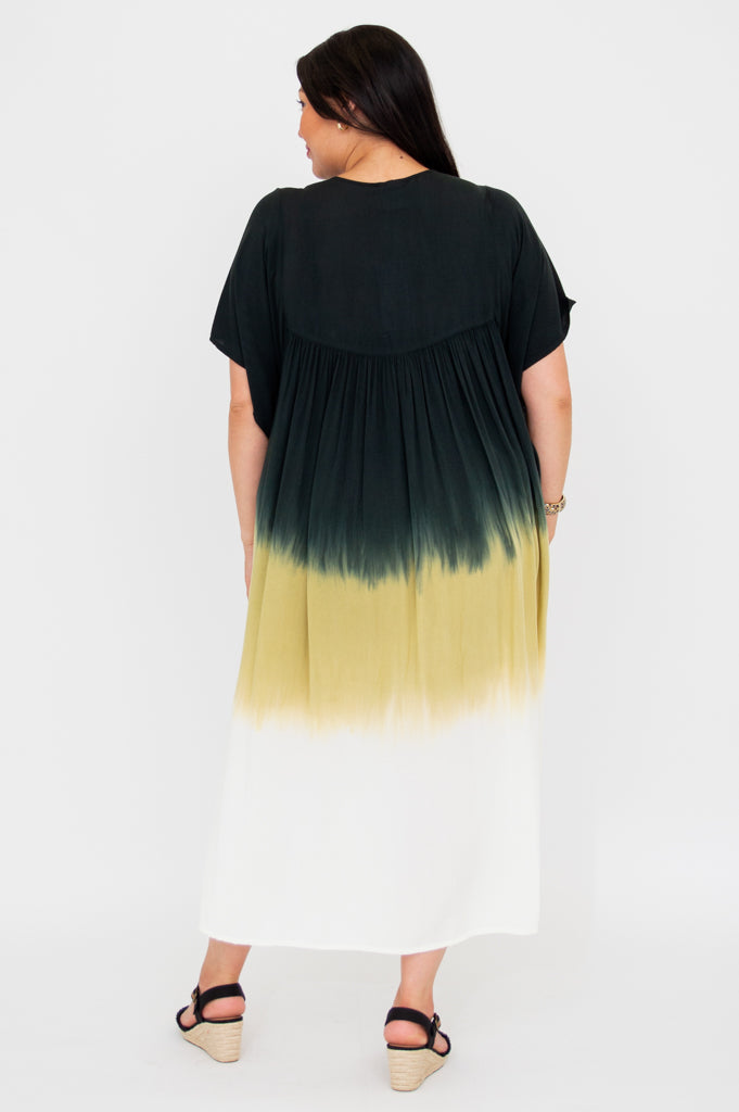 Empress Elegant Black Dip Dye Maxi Dress for Women - Perfect for Evening Parties, Weddings & Special Occasions