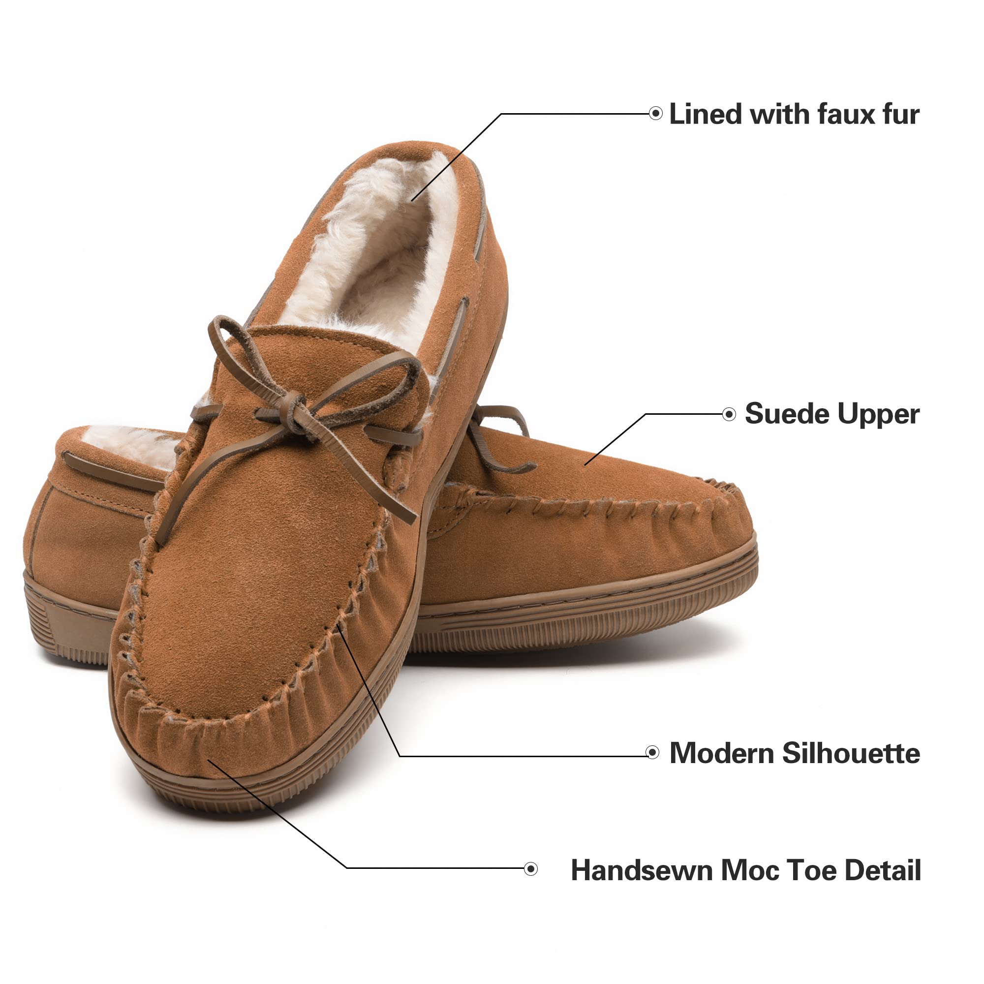 DREAM PAIRS Men's Moccasin Slippers - Soft Fuzzy Plush House Shoes with Fleece Lining for Indoor & Outdoor Wear - Comfortable Loafers for Home, Office and Travel