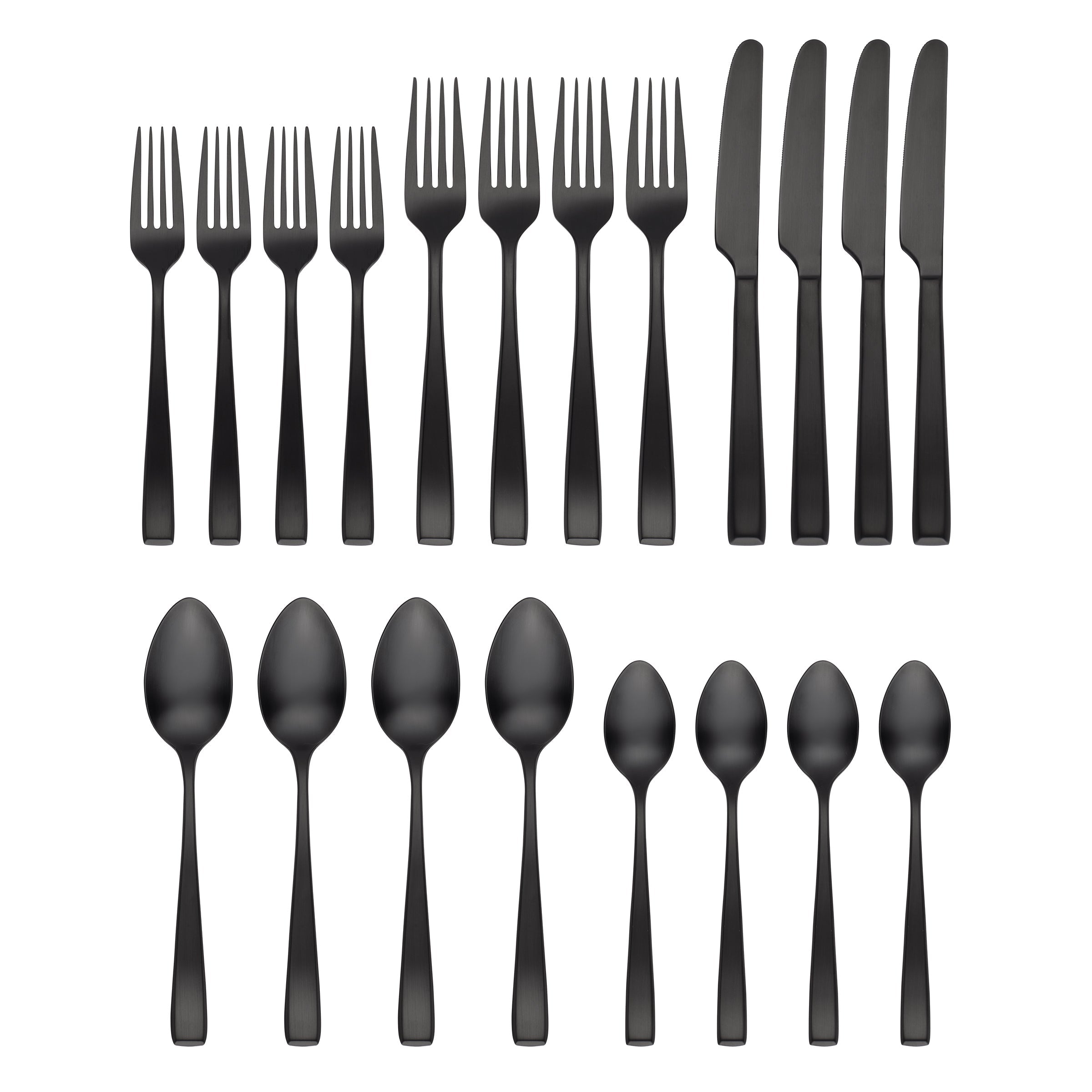 Samira 20-Piece Black Satin Flatware Set - Elegant Stainless Steel Cutlery for Dinner Parties, Weddings & Formal Dining