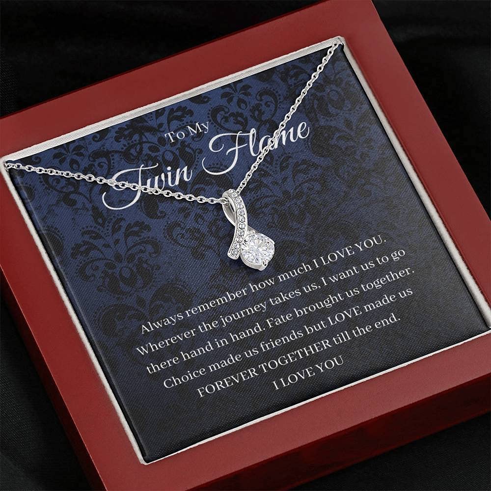 Twin Flame Necklace Gift for Girlfriend - Spiritual Jewelry with Card & Box for Soulmates