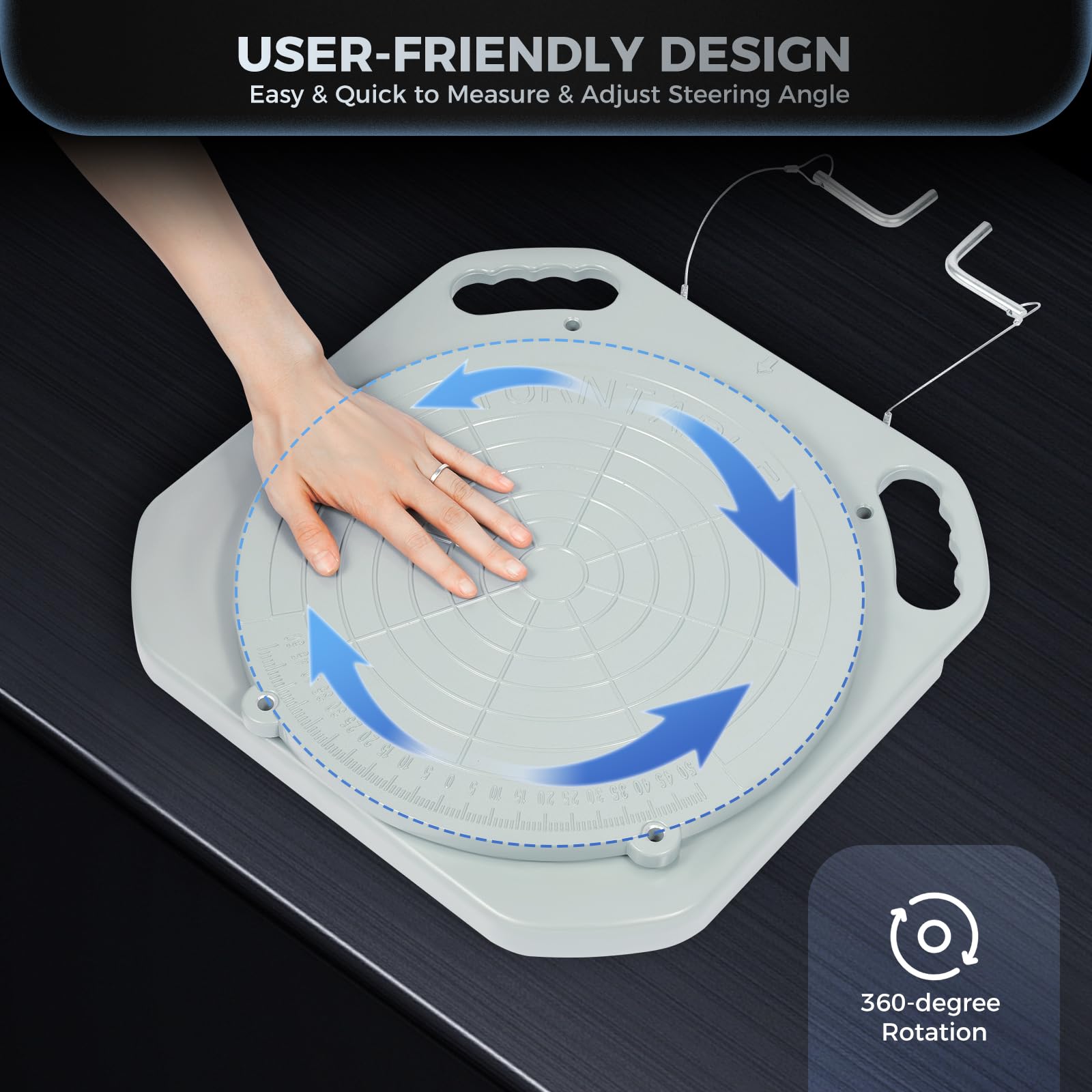 5 Ton Capacity 360° Rotating Wheel Alignment Turntable - Heavy Duty Front End Turn Plates for Car & Truck Alignment (6.8KG/Pair) - Perfect for Auto Repair Shops, DIY Garage & Professional Mechanics