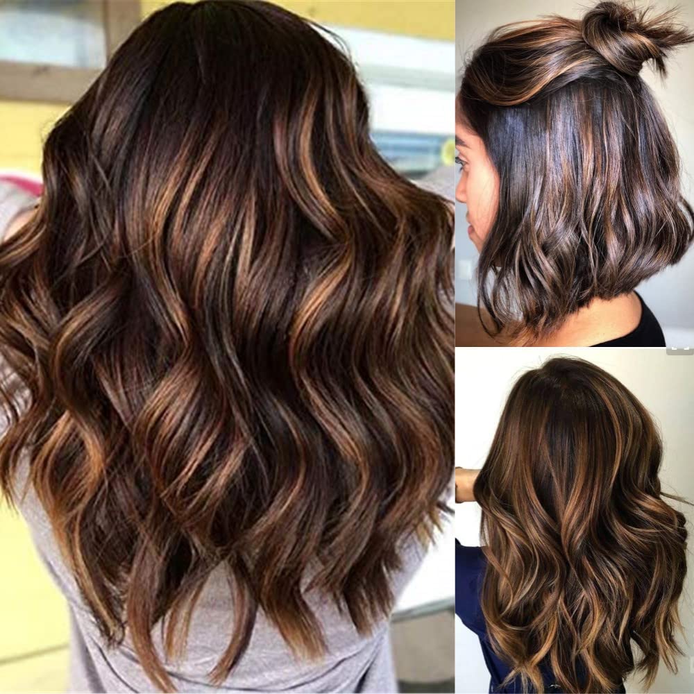 1B/30/33 Highlight Brown Glueless Pre-Plucked Body Wave Ombre Blonde Human Hair 13x6 HD Lace Front Wig for Black Women | 14 Inch Wet & Wavy Lace Wig with Baby Hair & Middle Part | 150% Density | Perfect for Daily Wear, Parties & Special Occasions