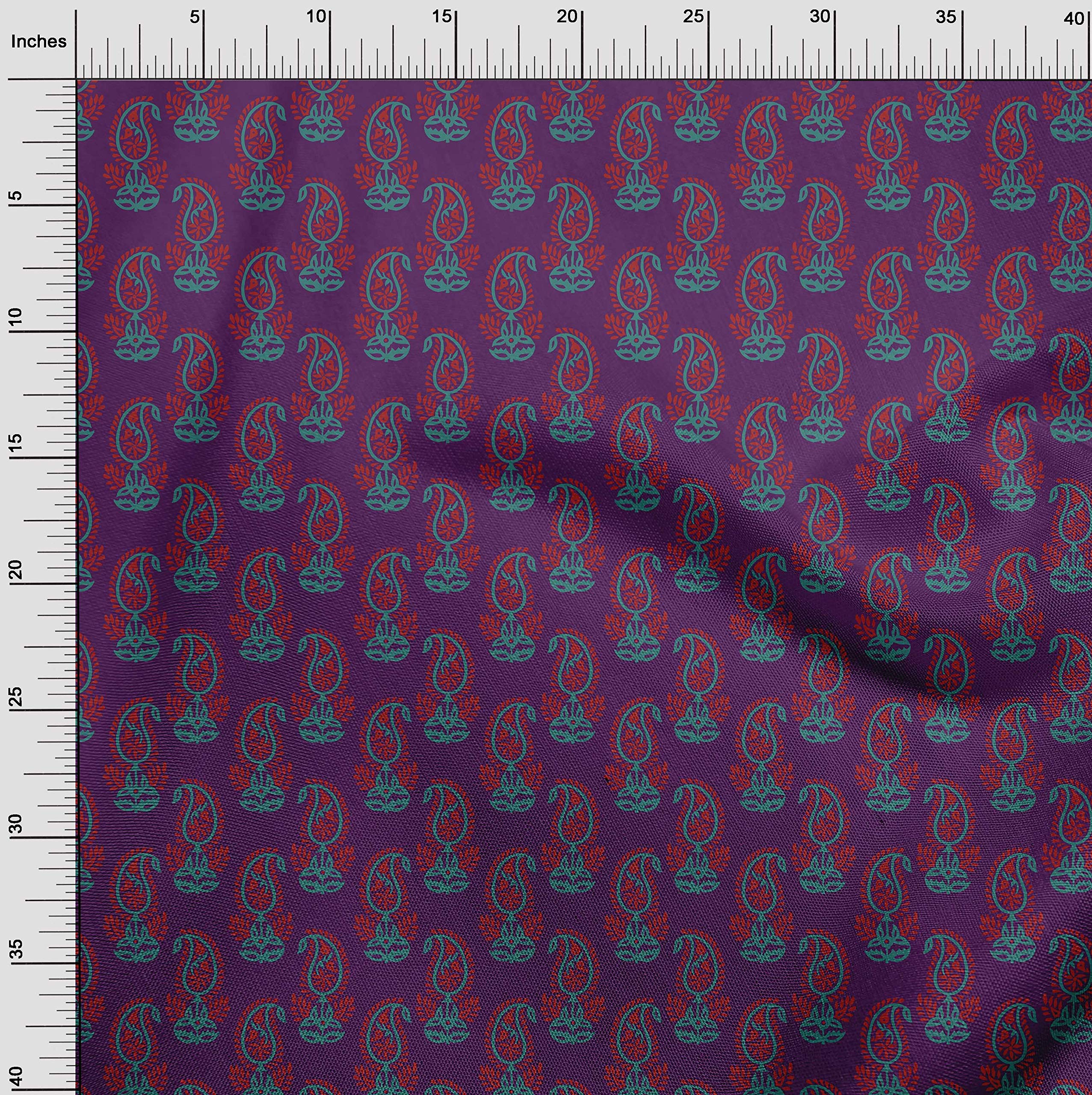 Premium Cotton Poplin Wine Paisley Print Fabric by The Yard - 56 Inch Wide for DIY Clothing, Dresses, Quilting & Home Decor Sewing Projects