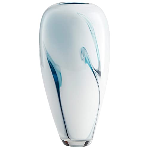 Cyan Design 10446 Deep Sky 14 Inch Blue and White Ceramic Vase - Elegant Home Decor for Living Room, Dining Table, or Wedding Centerpiece