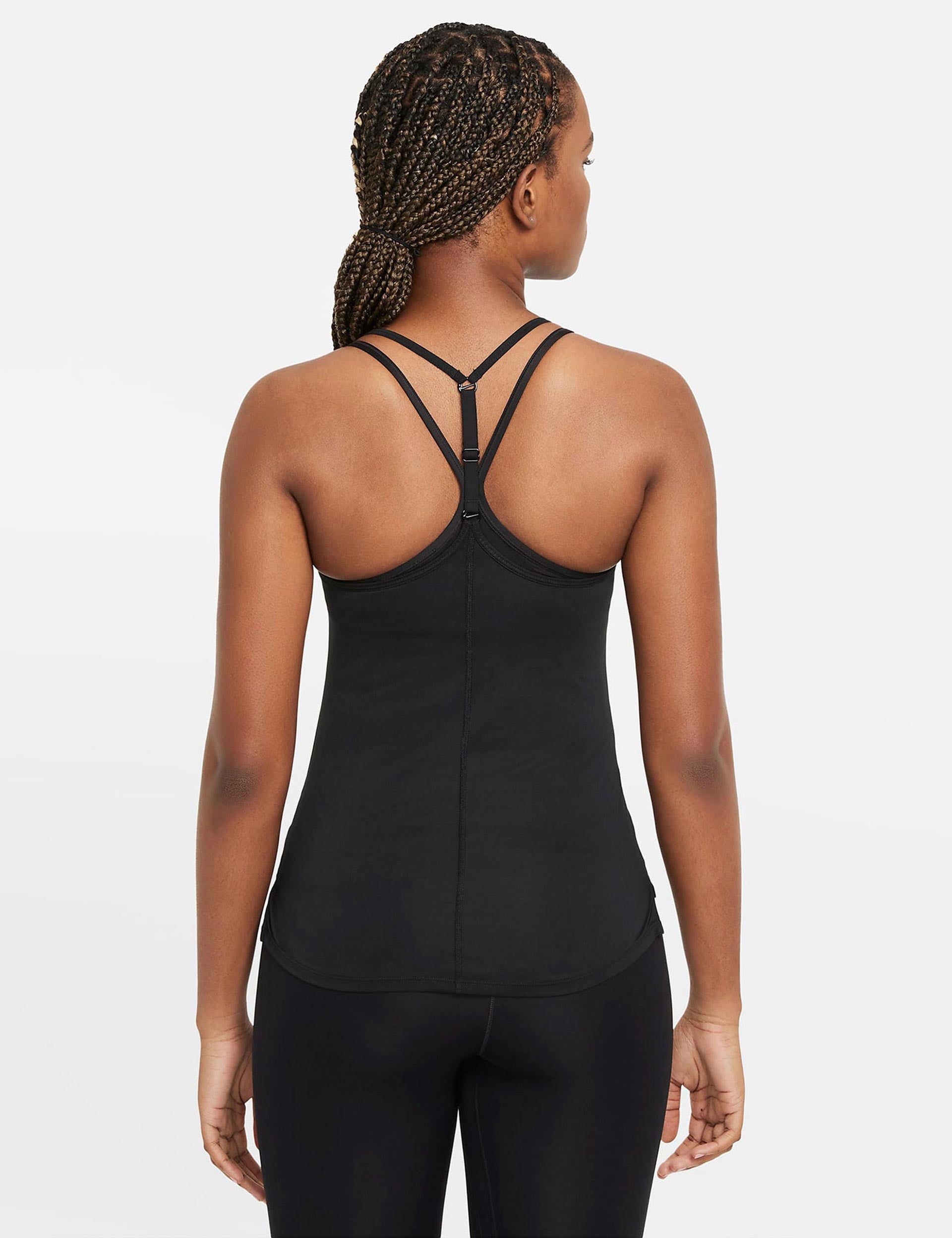 Nike Dri-FIT One Elastika Tank Top for Women - Moisture-Wicking Workout Shirt, Breathable & Stretchy Gym Apparel (Black/White) - Perfect for Yoga, Running & Fitness Training