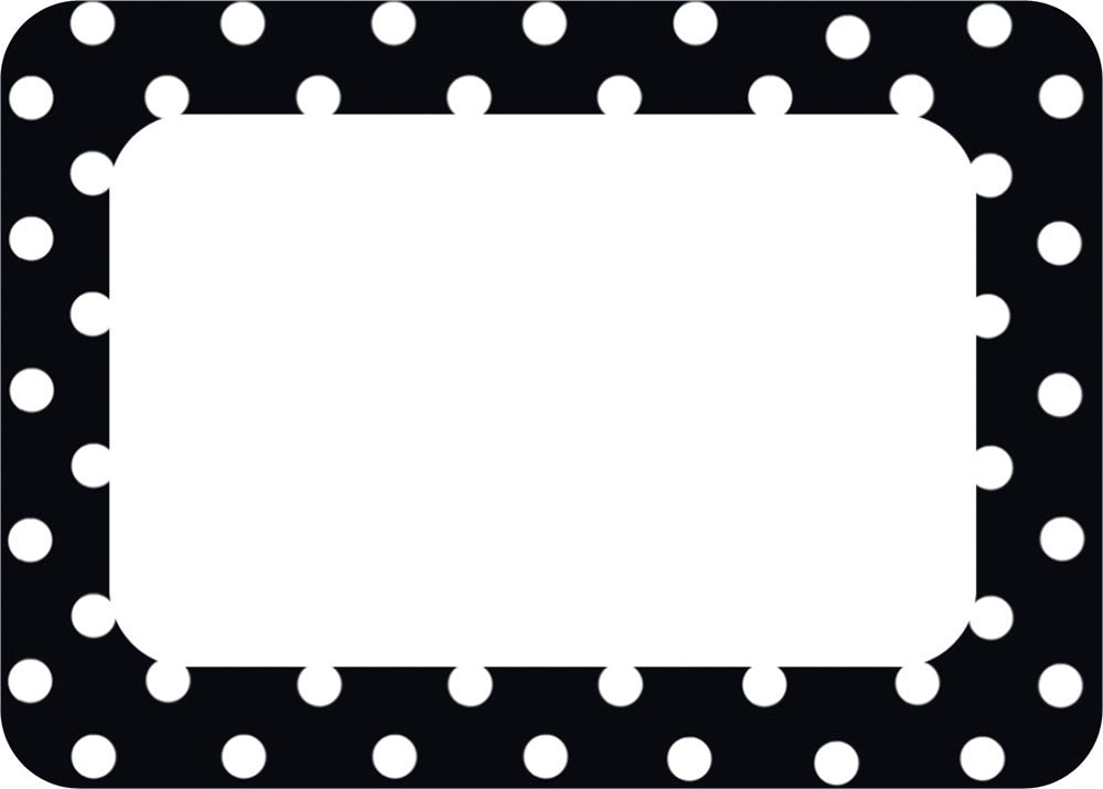 Black Polka Dot Name Tags & Labels - Personalized for Kids, School, Office & Events - Waterproof & Durable for Backpacks, Lunch Boxes & Organizing