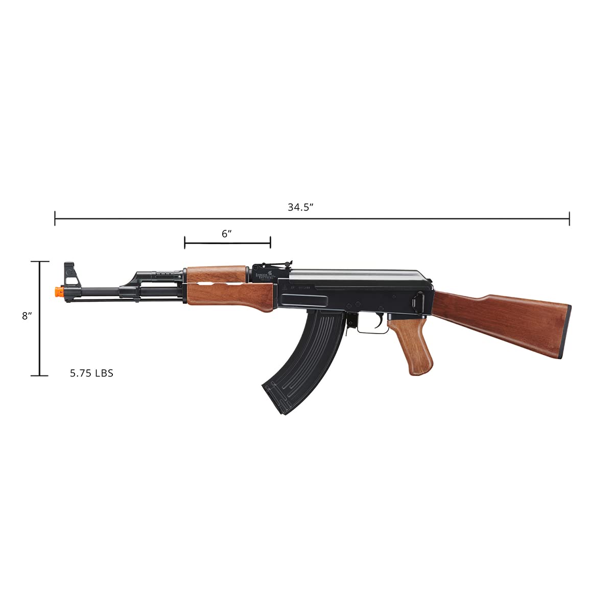 Lancer Tactical Gen 2 Full Metal AK-47 Airsoft AEG Rifle with Battery & Charger - 400 FPS High Power Electric Airsoft Gun - Wood Stock for Outdoor Airsoft Battles & Tactical Training (LT-728-G2)