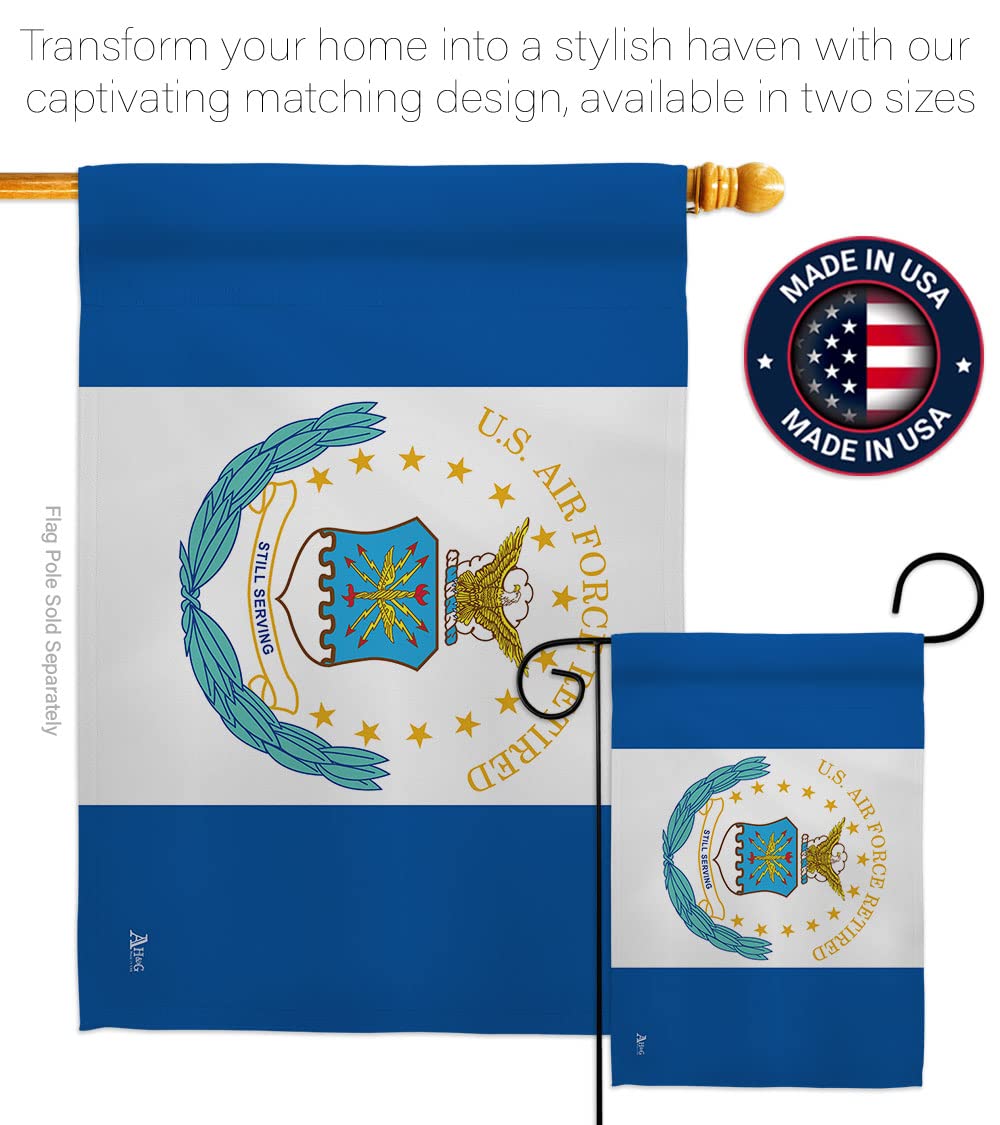 USAF Retired Military Garden Flag Set with Stand - Double-Sided Yard Decoration for Veterans