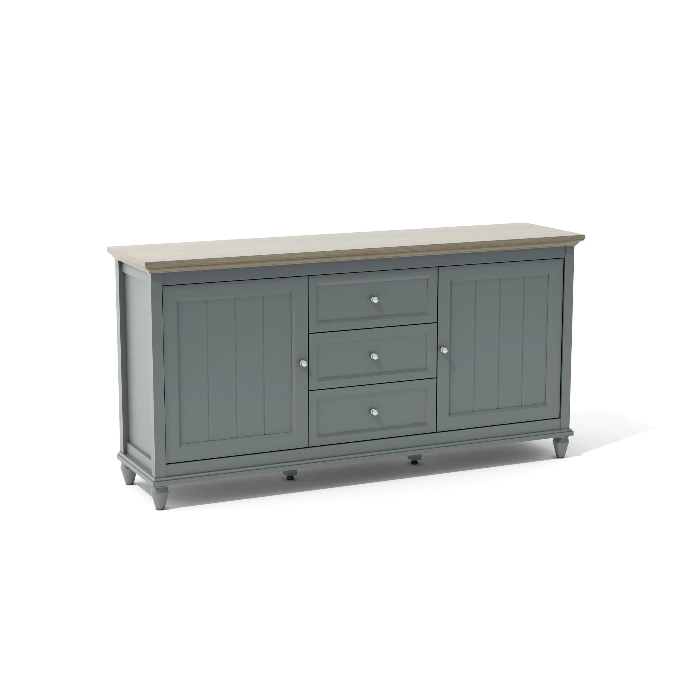Anderson Teak Chenon Sideboard Grey/Brown - Solid Teak Wood Buffet Cabinet with 2 Drawers & 2 Doors - SB CG 6316 - Perfect for Dining Room Storage & Living Room Organization