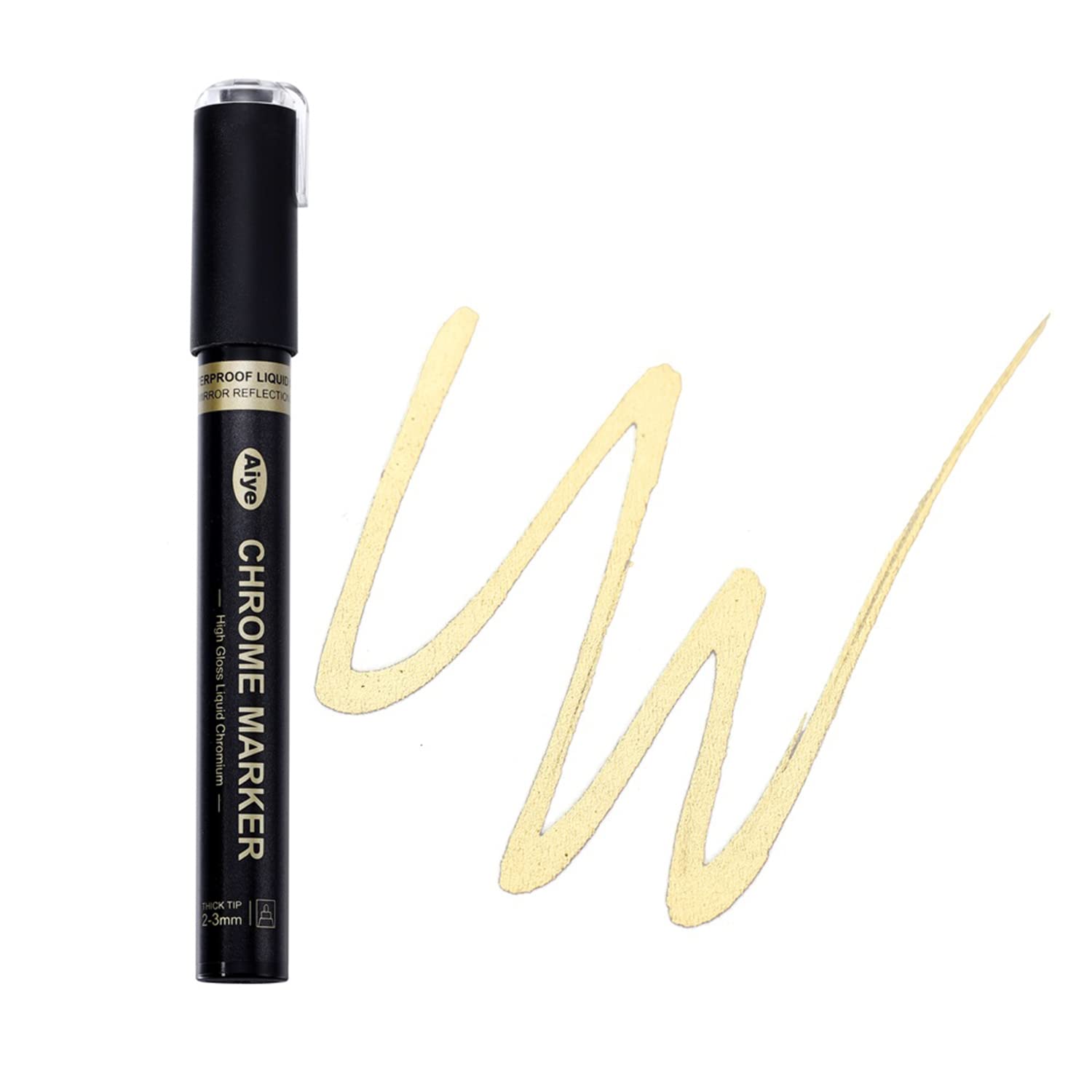 1PCS Silver/Gold/Copper Mirror Chrome Paint Pen - Permanent Metallic Liquid Pen for DIY Crafts, Epoxy Resin, Nail Art & Model Painting - Reflective Finish (1-2mm Tip, Gold) - Perfect for Jewelry Making, Home Decor & Creative Projects