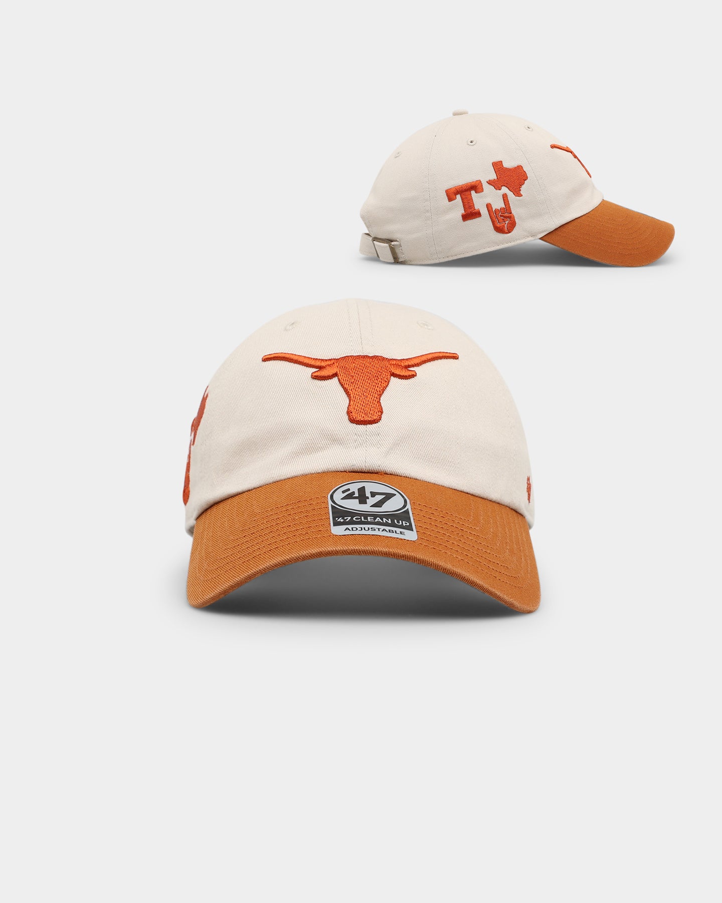 47 Brand Texas Longhorns NCAA Adjustable Strapback Hat - Vintage Bone Color for Men & Women - Perfect for Game Day, Tailgating and College Sports Fans