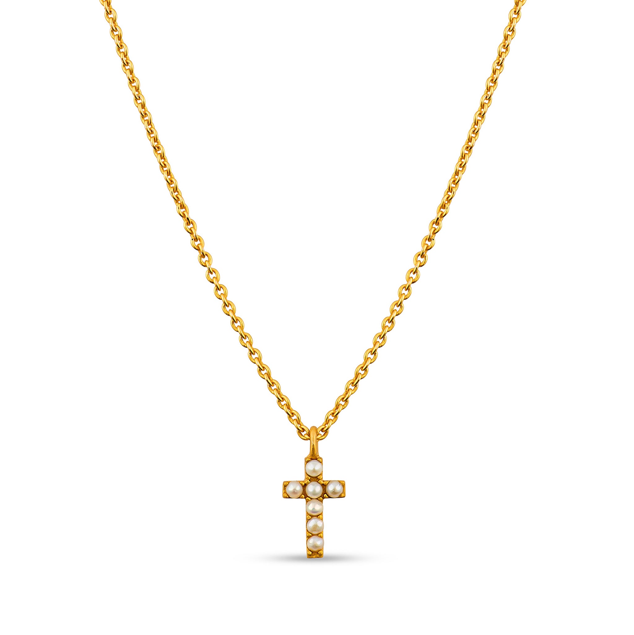 Elegant Dainty Pearl Cross Necklace for Women - Minimalist Religious Jewelry Gift for Baptism, First Communion & Everyday Wear