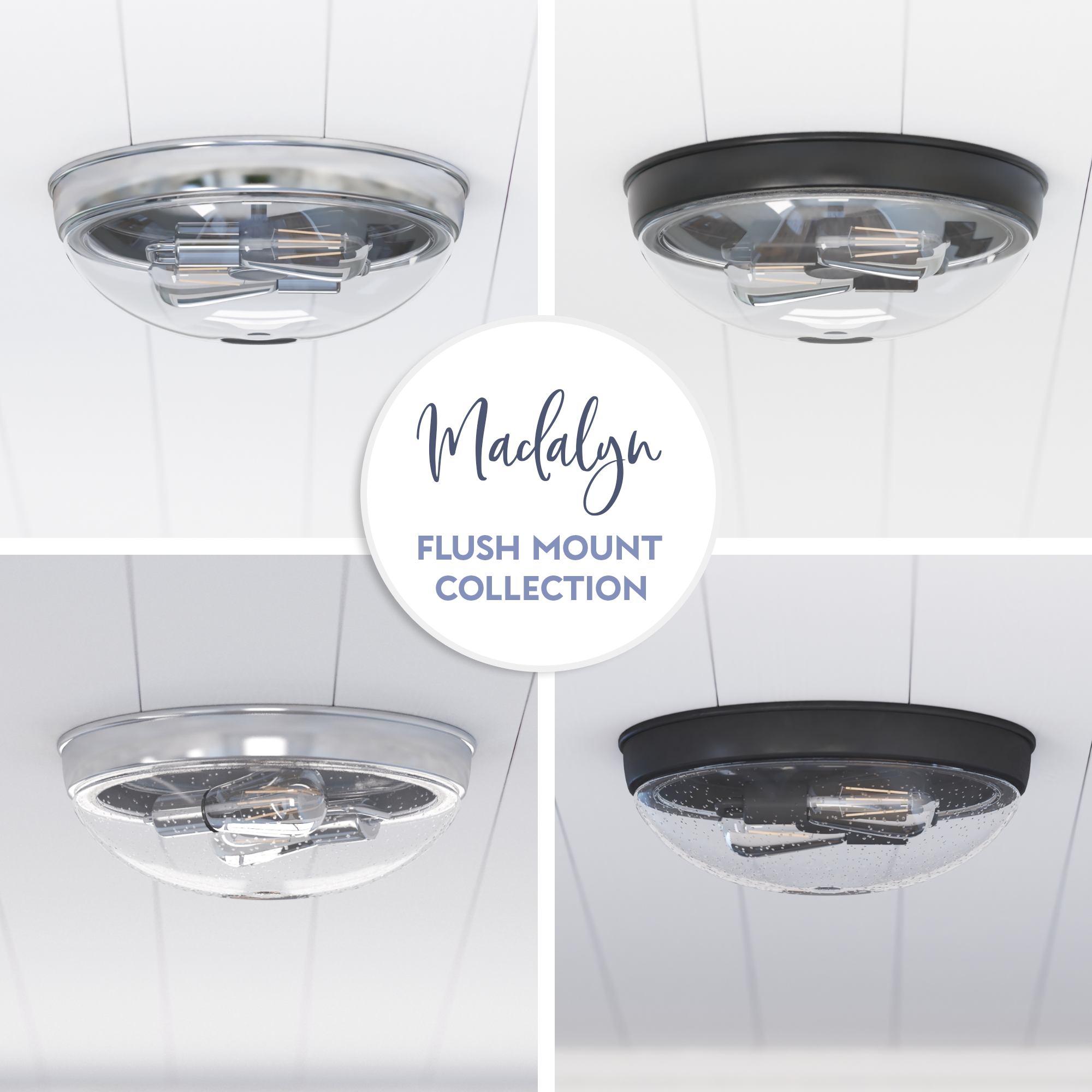 Madalyn Clear Glass Dome Flushmount Light Fixture in Espresso Finish - Perfect for Bedroom, Hallway, and Entryway Lighting