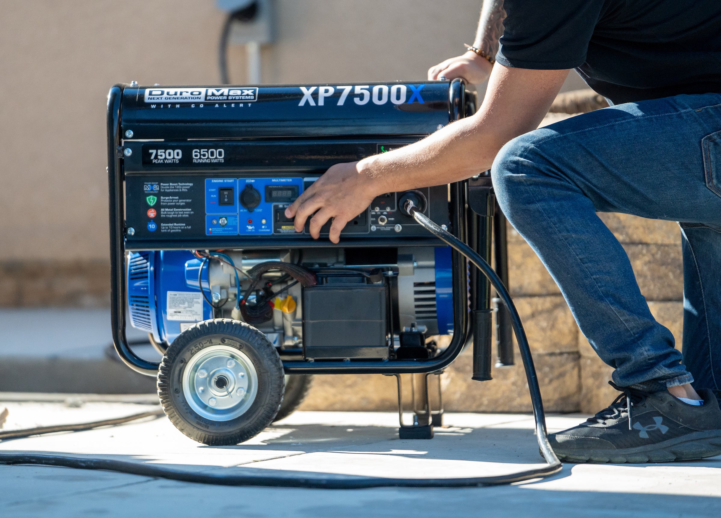 7,500 Watt Portable Gasoline Generator with CO Alert - Reliable Backup Power for Home, Camping & Outdoor Emergencies