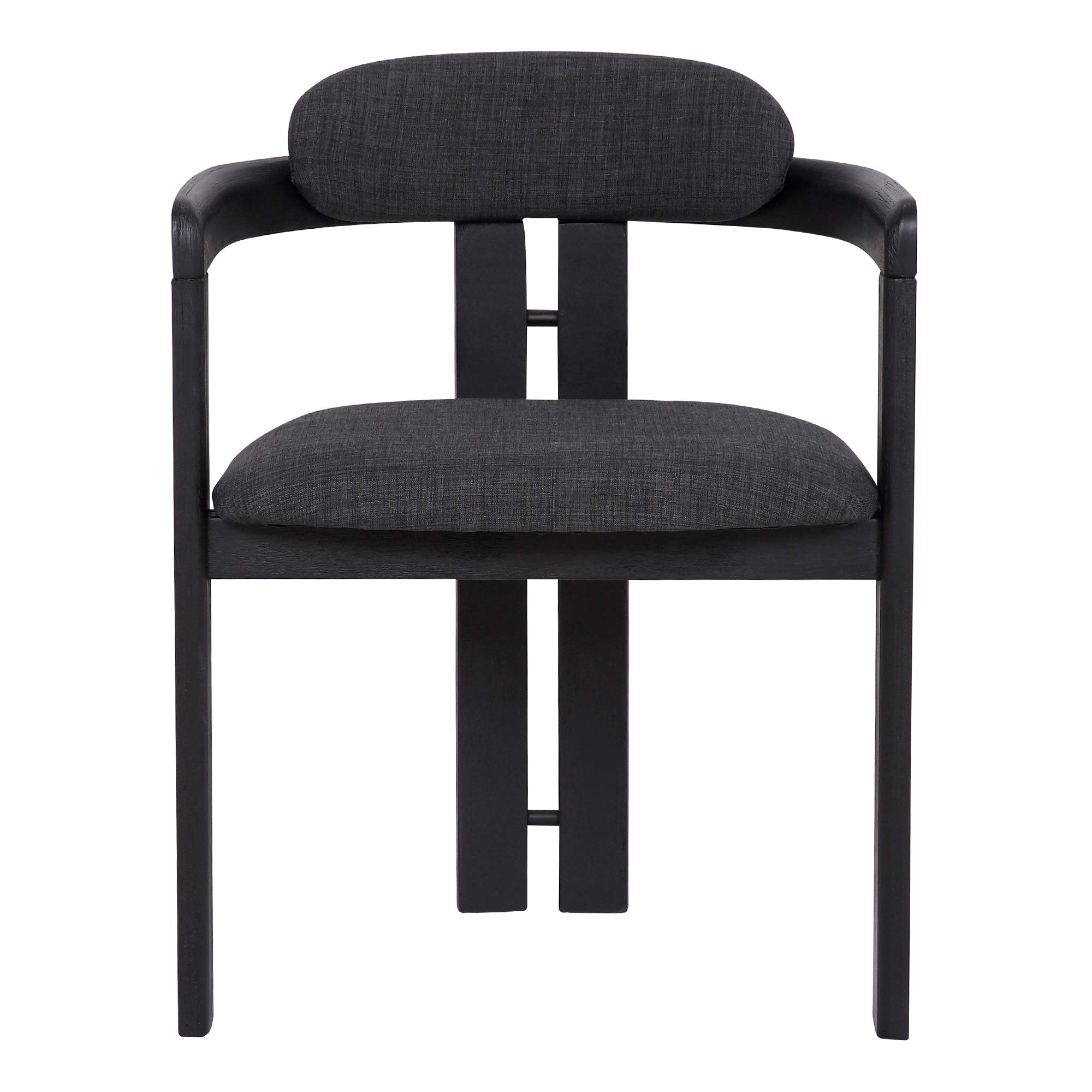 Armen Living Jazmin Fabric Modern Dining Chairs - Set of 2, Charcoal Gray Upholstered Side Chairs for Kitchen, Dining Room & Breakfast Nook - Comfortable & Stylish Seating