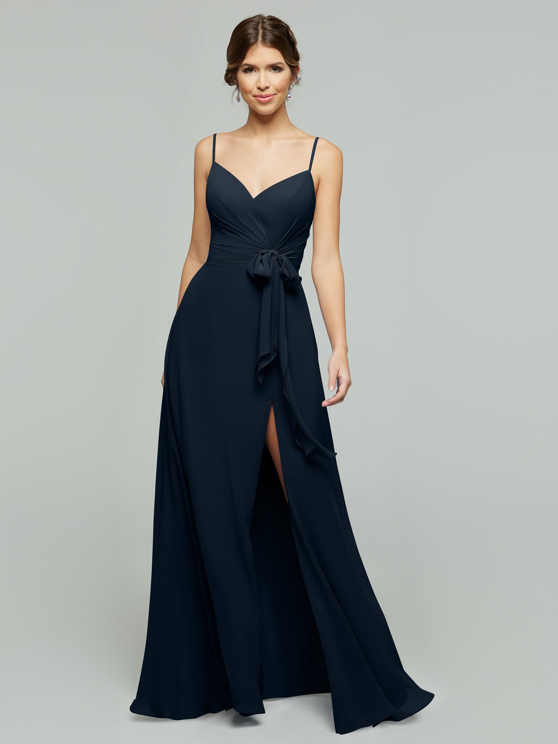Elegant 80182 Chiffon A-Line Bridesmaid Dress with V-Neck & Spaghetti Straps - Perfect for Weddings, Formal Events & Special Occasions