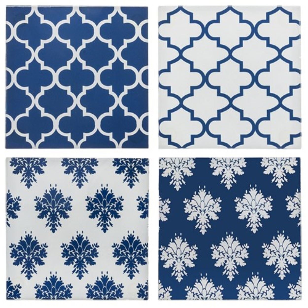 Set of 4 Indigo Blue Glass Coasters - Elegant Drink Protectors for Coffee Tables, Bars & Home Decor - Perfect for Parties, Weddings & Gifts