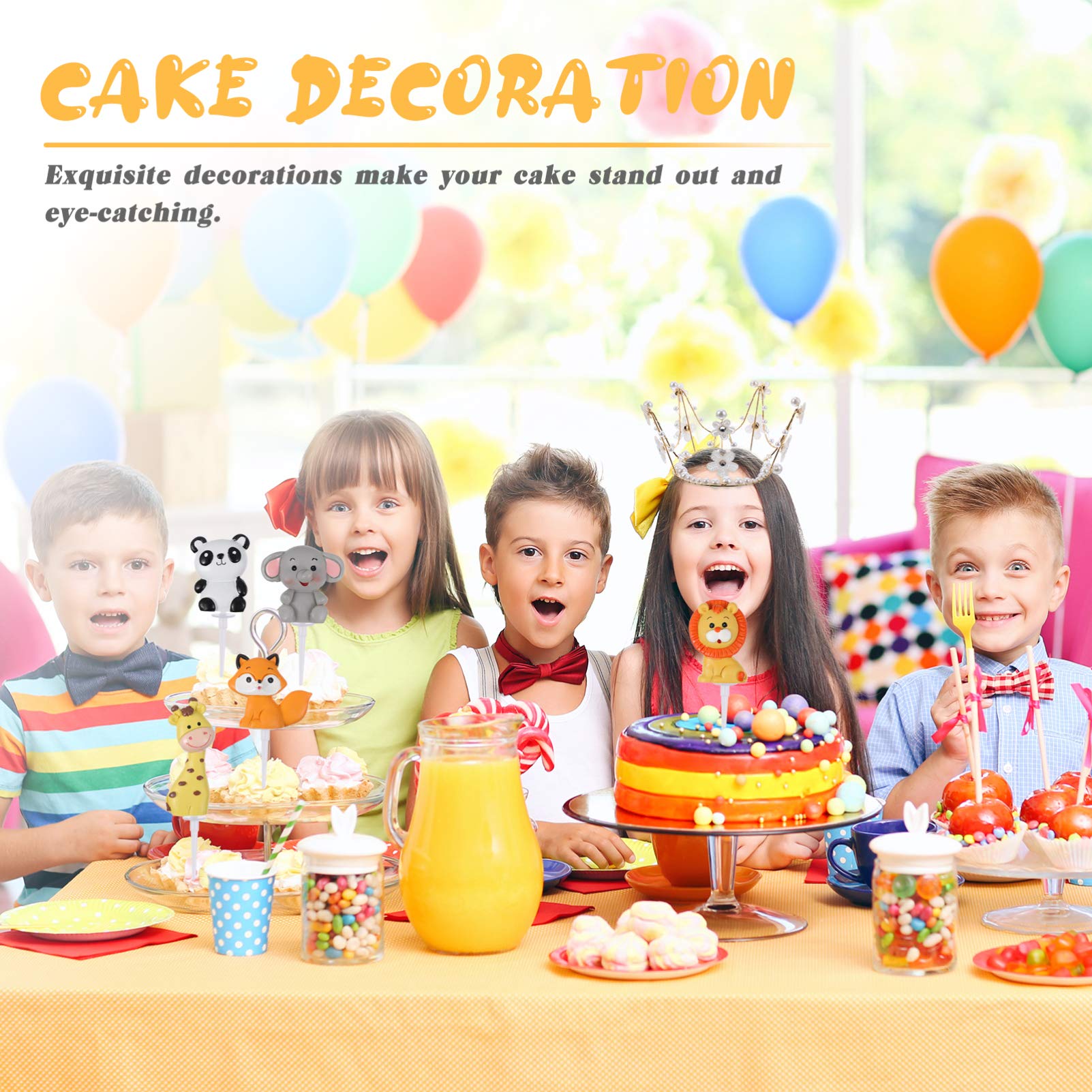 Jungle Animal Cake Toppers 5Pcs - Zoo Animal Cake Decorations for Birthday Party, Baby Shower & Jungle Theme Celebrations - Perfect for Cakes, Cupcakes & Desserts