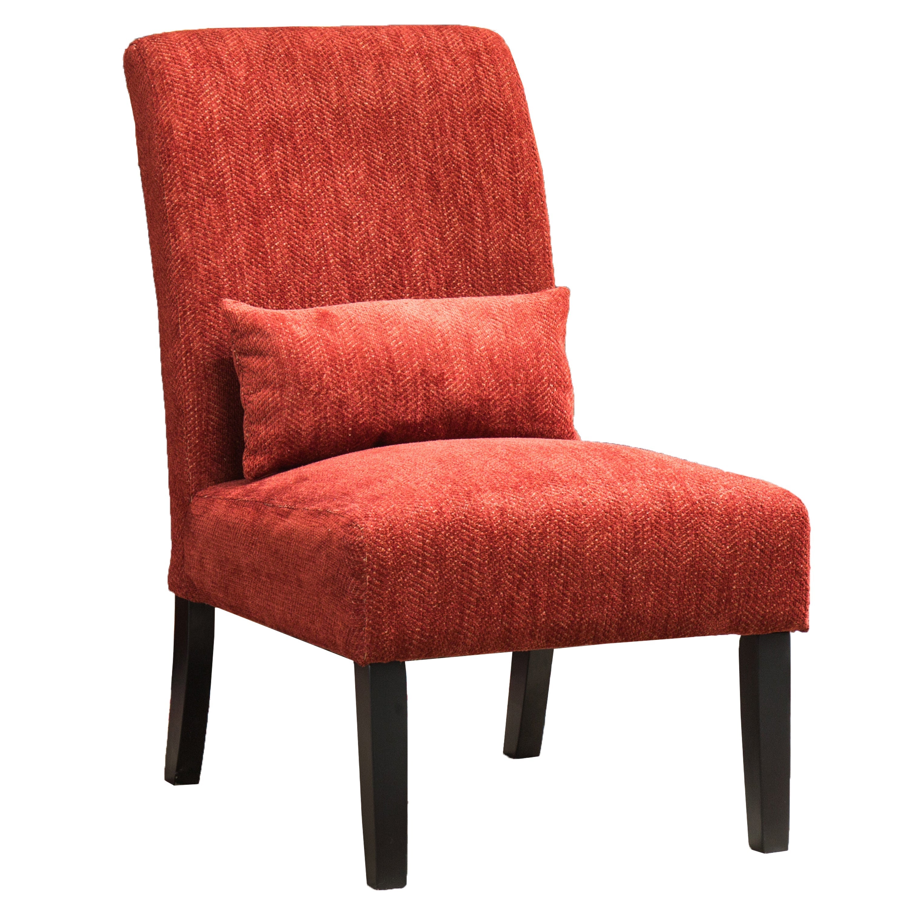 Roundhill Furniture Pisano Chenille Fabric Armless Contemporary Accent Chair with Matching Kidney Pillow - Modern Living Room Seating for Small Spaces, Home Office & Reading Nook