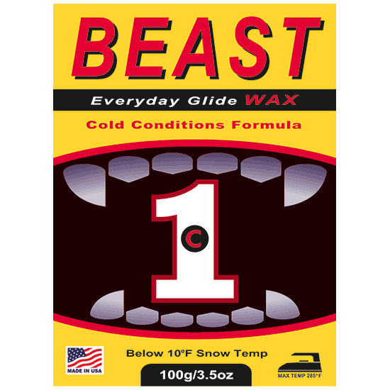 BEAST 1C Super Cold Glide Wax - Premium Ski & Snowboard Wax for Extreme Cold Conditions (-20°F to 14°F) | High-Performance Base Protection for Winter Sports | Ideal for Racing, Backcountry & All-Mountain Riding