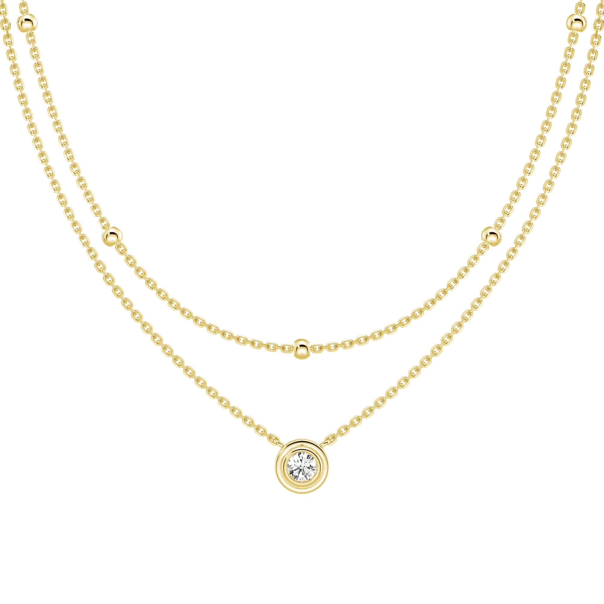 Exquisite Lab-Grown Diamond Necklace for Women - Round Layered Pendant, Perfect for Weddings, Anniversaries & Special Occasions