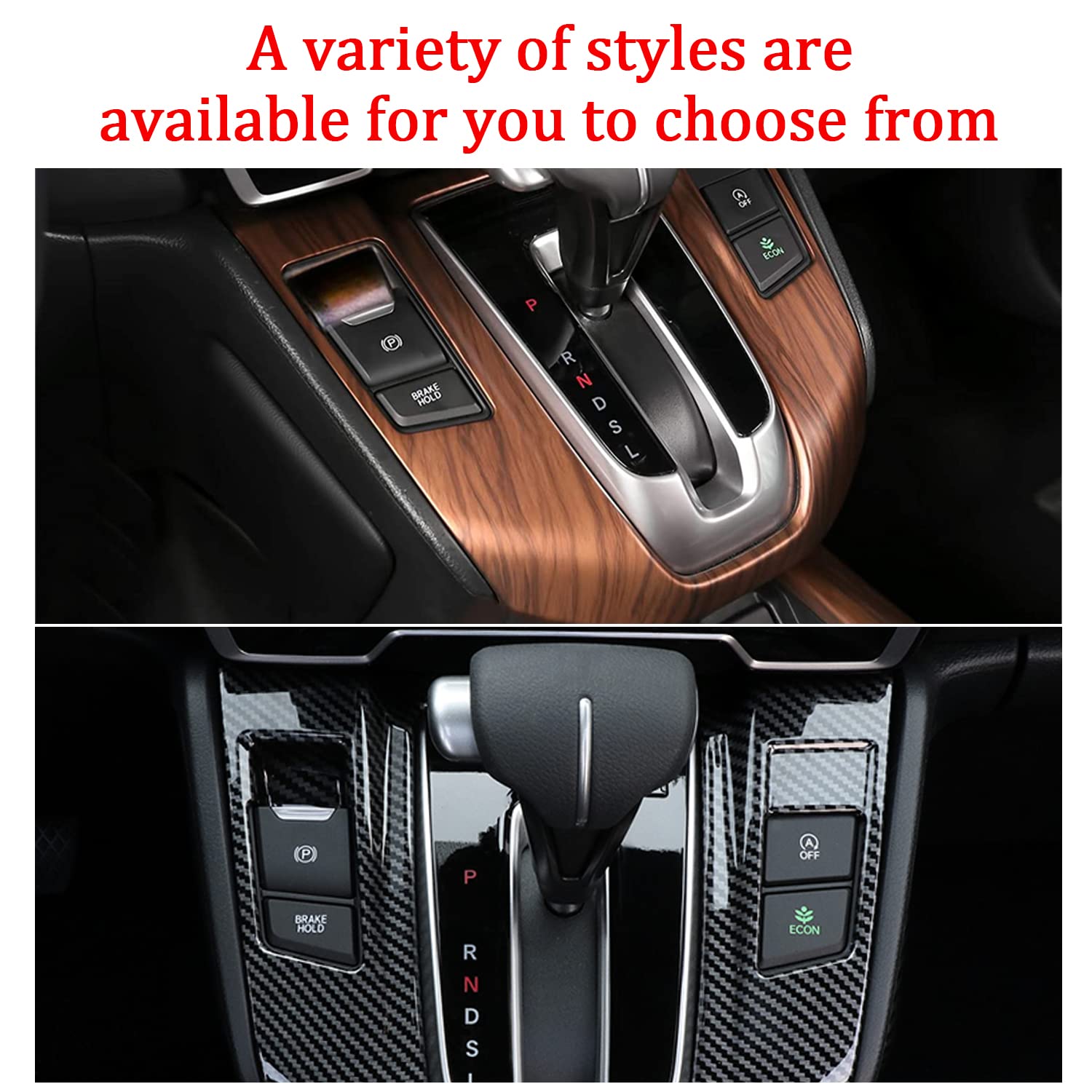 Honda CRV CR-V 2017-2022 Gear Shift Panel Cover - Wood Grain Transmission Decoration Accessory for LX EX EX-L Touring Gas Models | Car Interior Upgrade & Protection