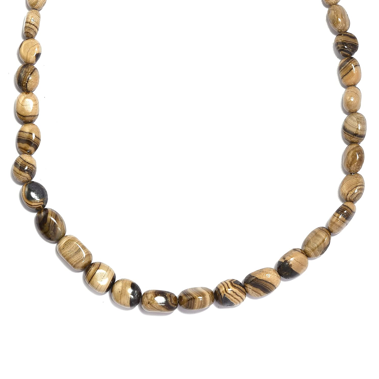 925 Sterling Silver Platinum Plated Beaded Necklace for Women - 18