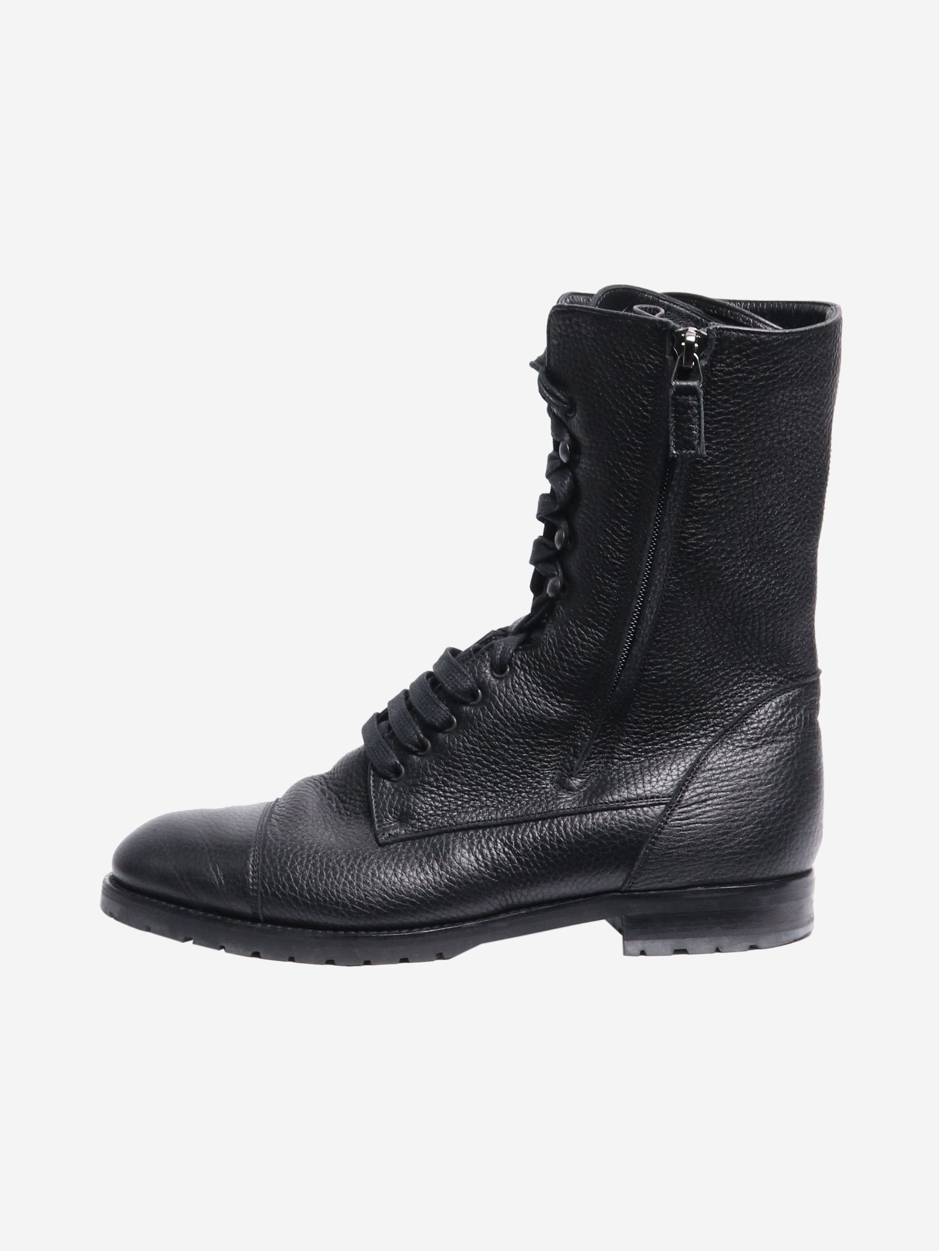 Black Tumbled Leather Ankle Boots for Women - Size EU 40.5 (US 9.5) - Comfortable & Stylish for Casual Wear, Office, and Night Out
